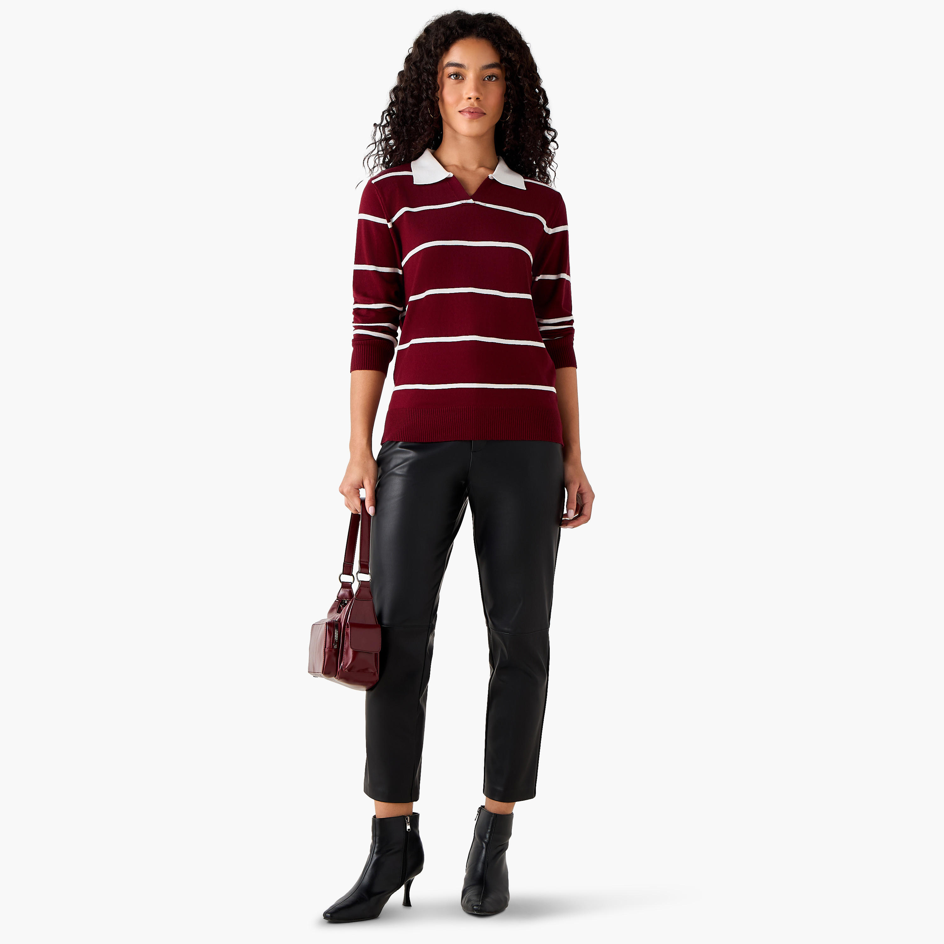 كنزة تريكو بقصّة عادية وياقة مخططة من تو إكستريمز-women-clothing-cardigansandjumpers-jumpers-image-3