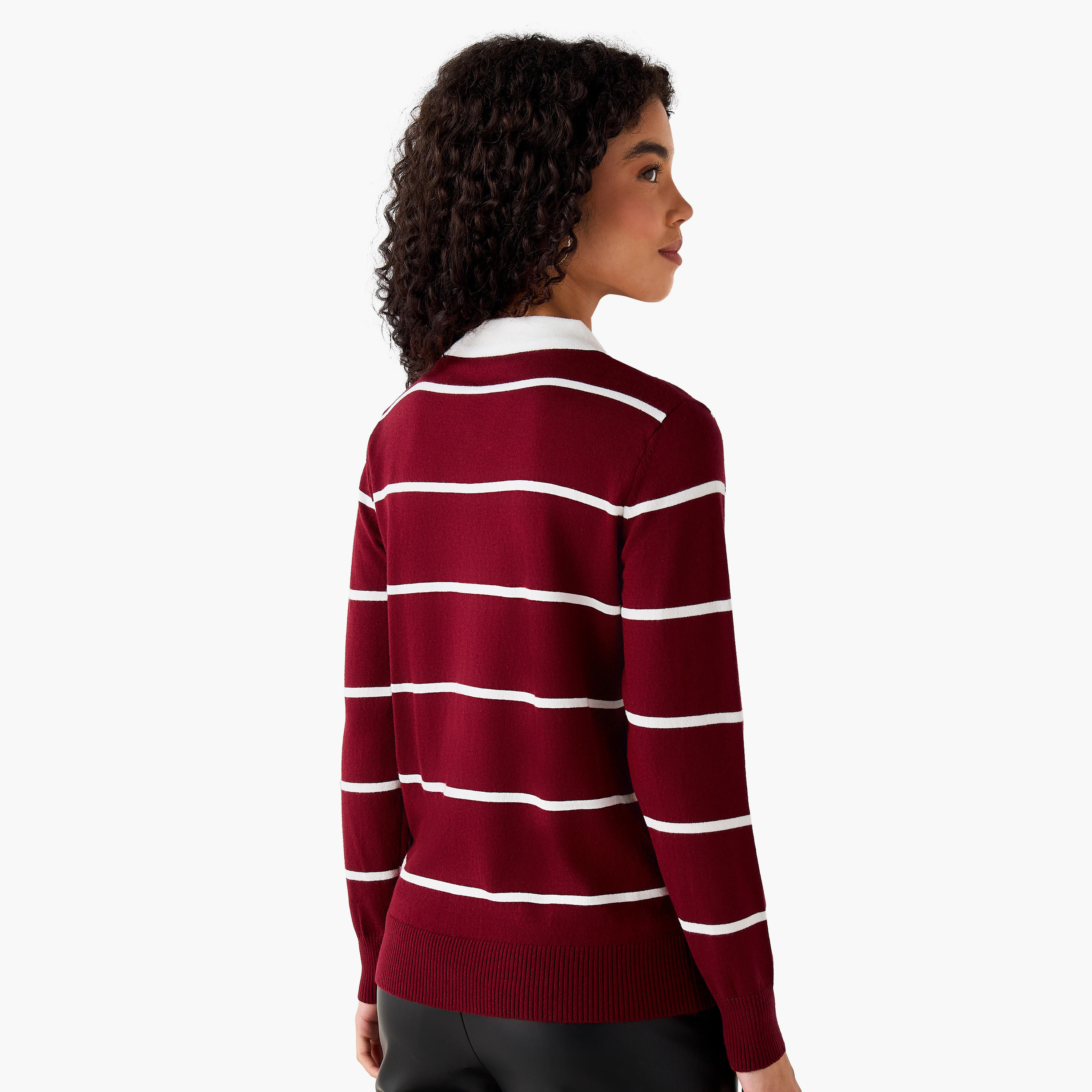 كنزة تريكو بقصّة عادية وياقة مخططة من تو إكستريمز-women-clothing-cardigansandjumpers-jumpers-image-4