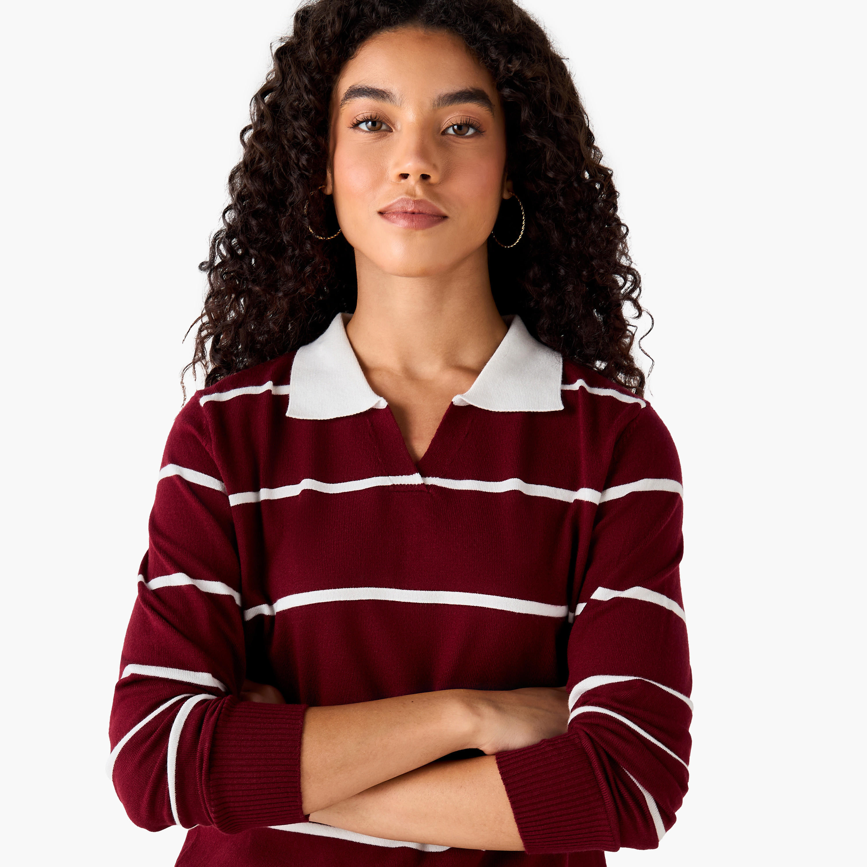 كنزة تريكو بقصّة عادية وياقة مخططة من تو إكستريمز-women-clothing-cardigansandjumpers-jumpers-image-5