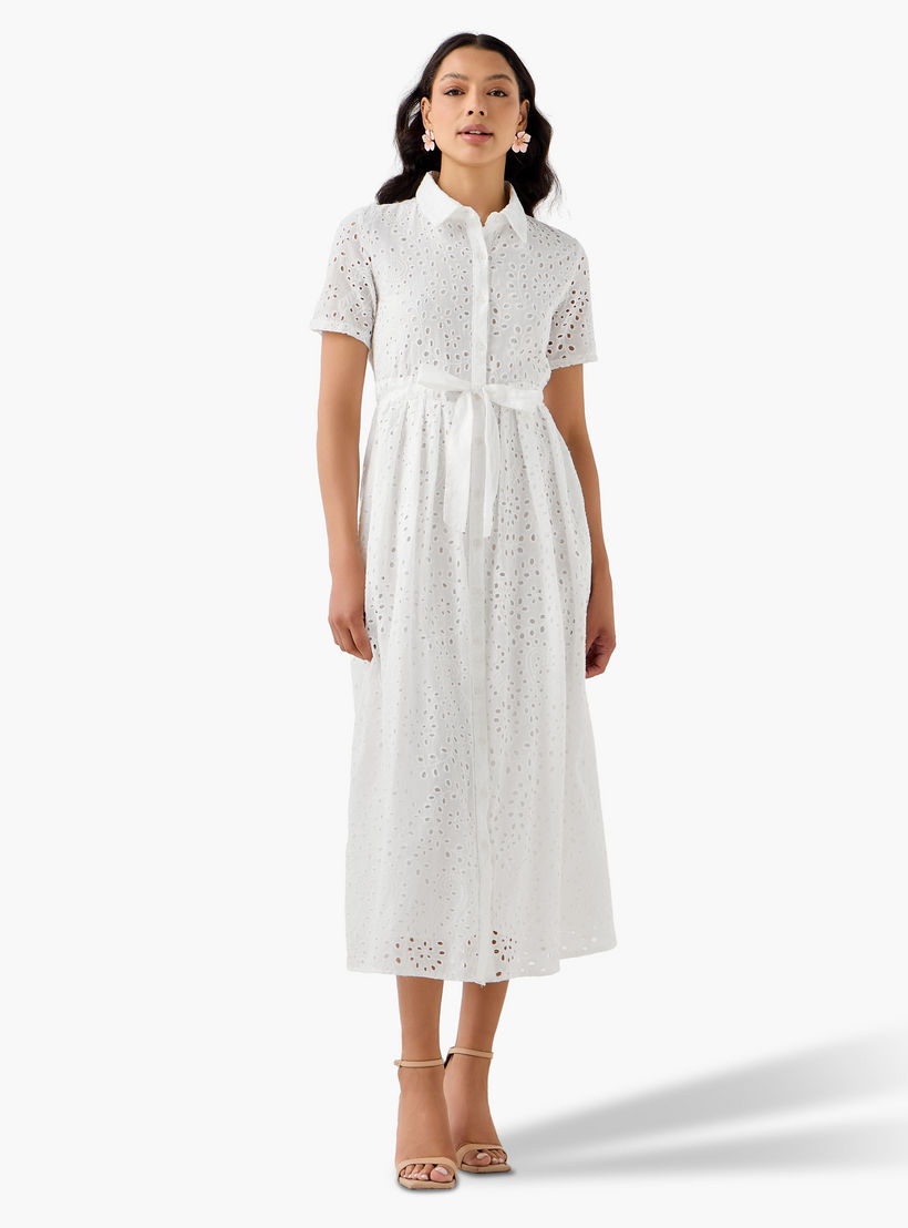 فستان قميص ميدي قطن بحزام وتطريز شيفلي من تو إكستريمز-women-clothing-dresses-image-4