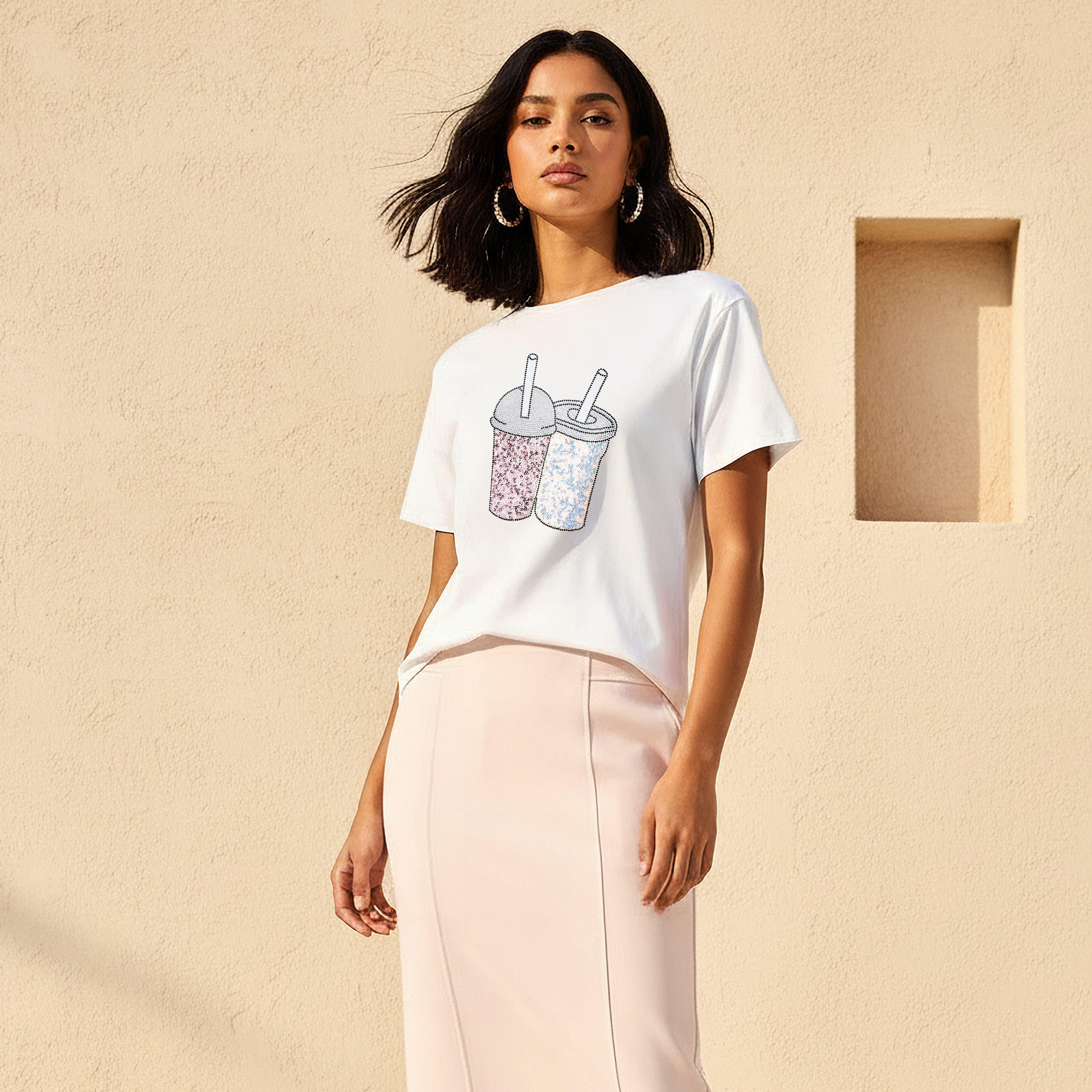 تيشيرت قطن بتفاصيل مزينة من تو إكستريمز-women-clothing-tshirts-image-1