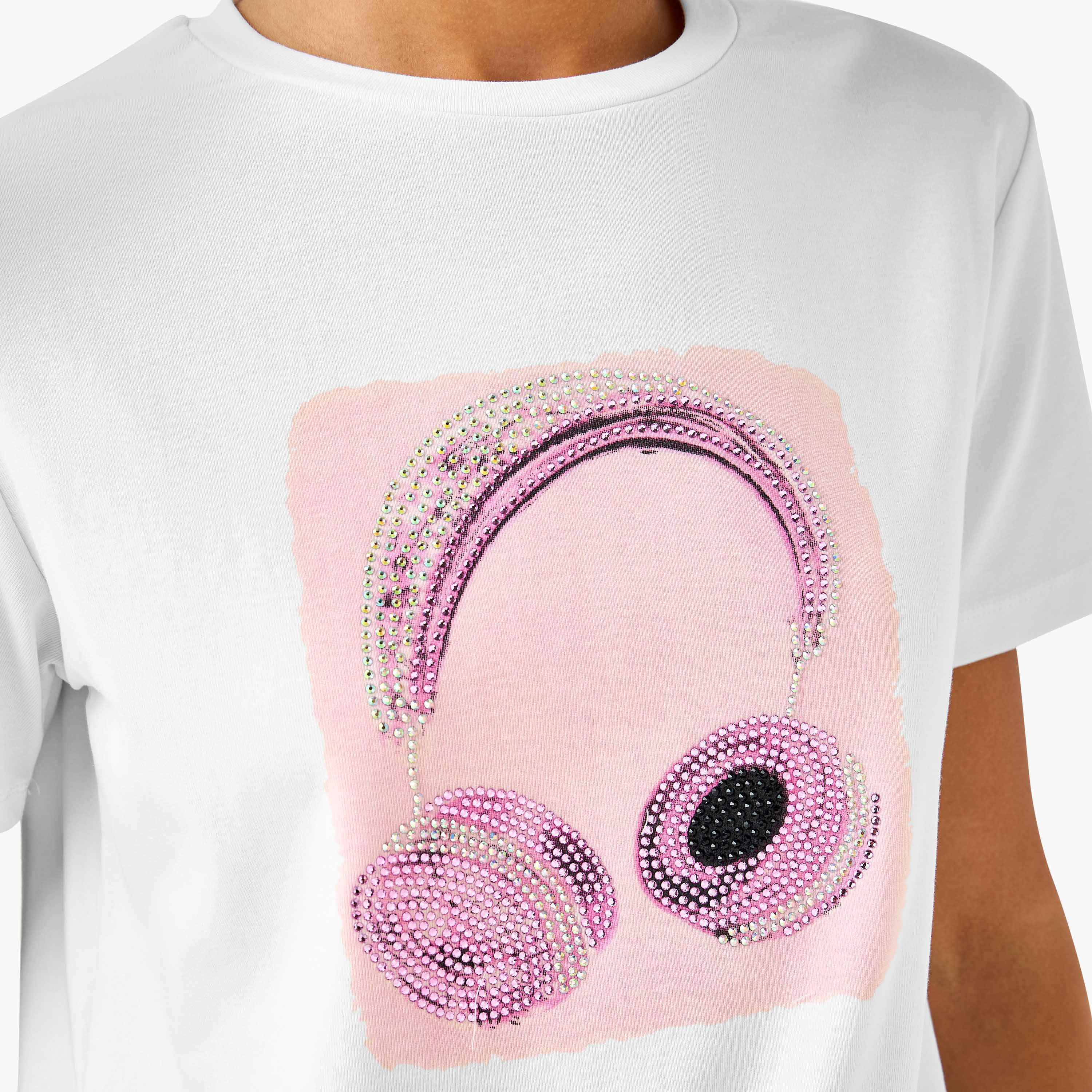 2Xtremz Cotton T-shirt with Embellished Detail-women-clothing-tshirts-image-5