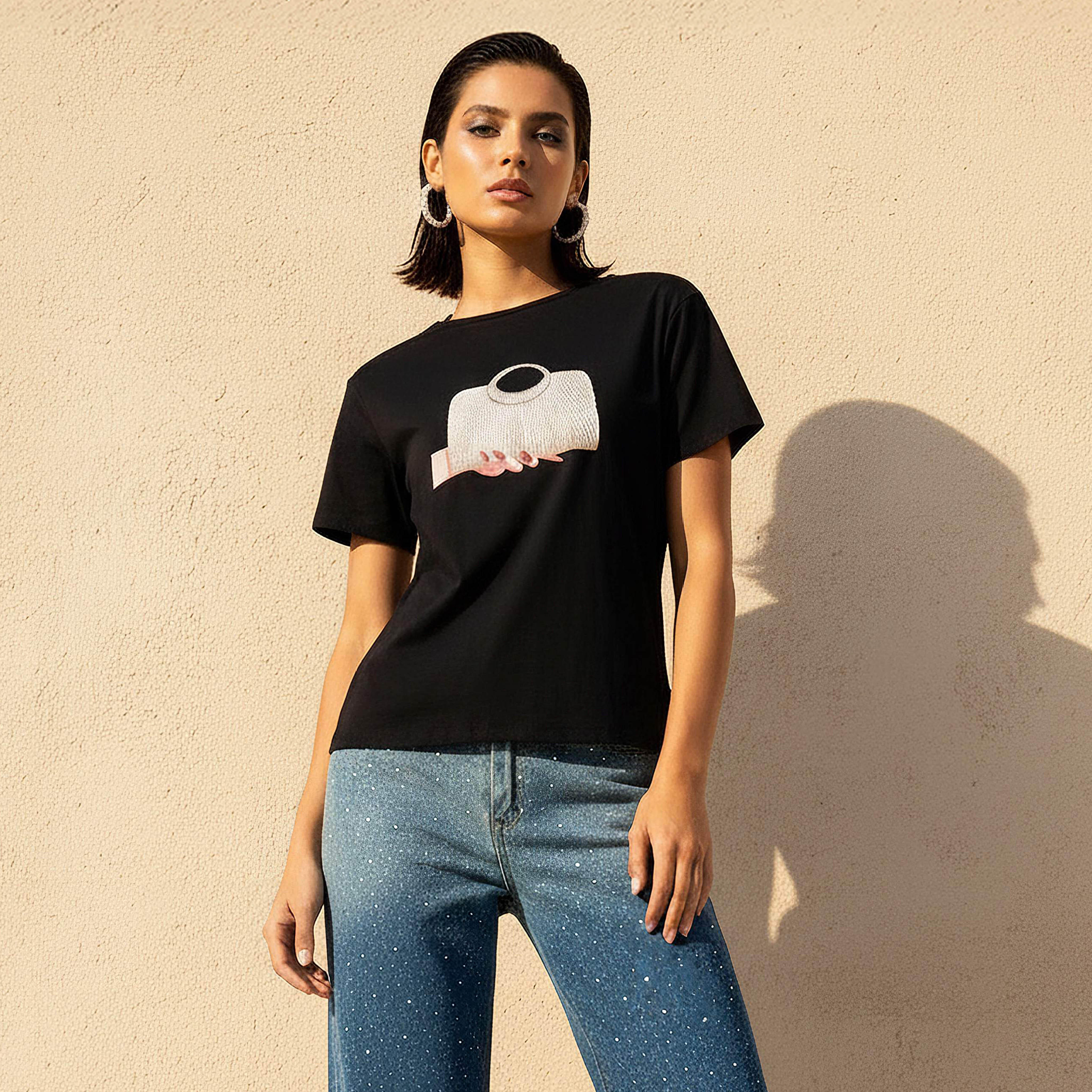2Xtremz Cotton T-shirt with Embellished Detail-women-clothing-tshirts-image-1
