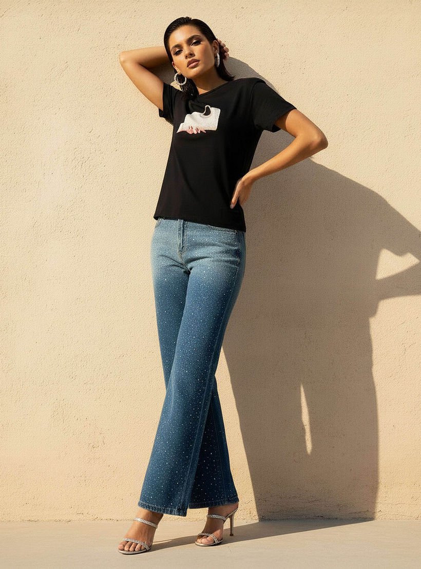 2Xtremz Cotton T-shirt with Embellished Detail-women-clothing-tshirts-image-3