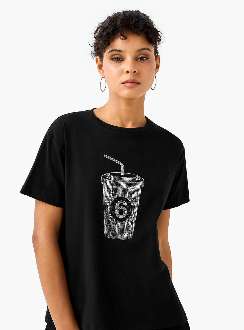 تيشيرت قطن بتفاصيل مزينة من تو إكستريمز-women-clothing-tshirts-image-6