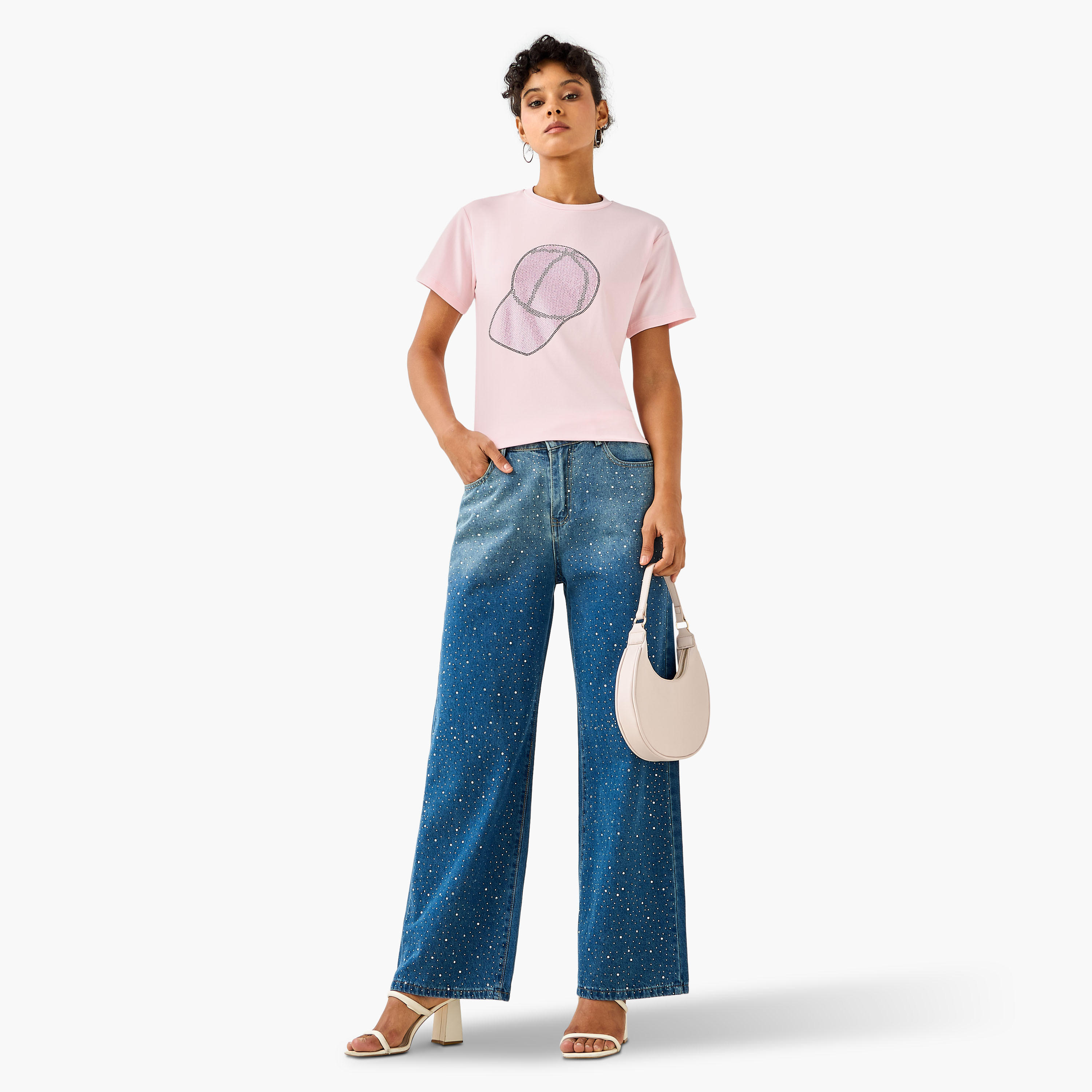 2Xtremz Cotton T-shirt with Embellished Detail-women-clothing-tshirts-image-3