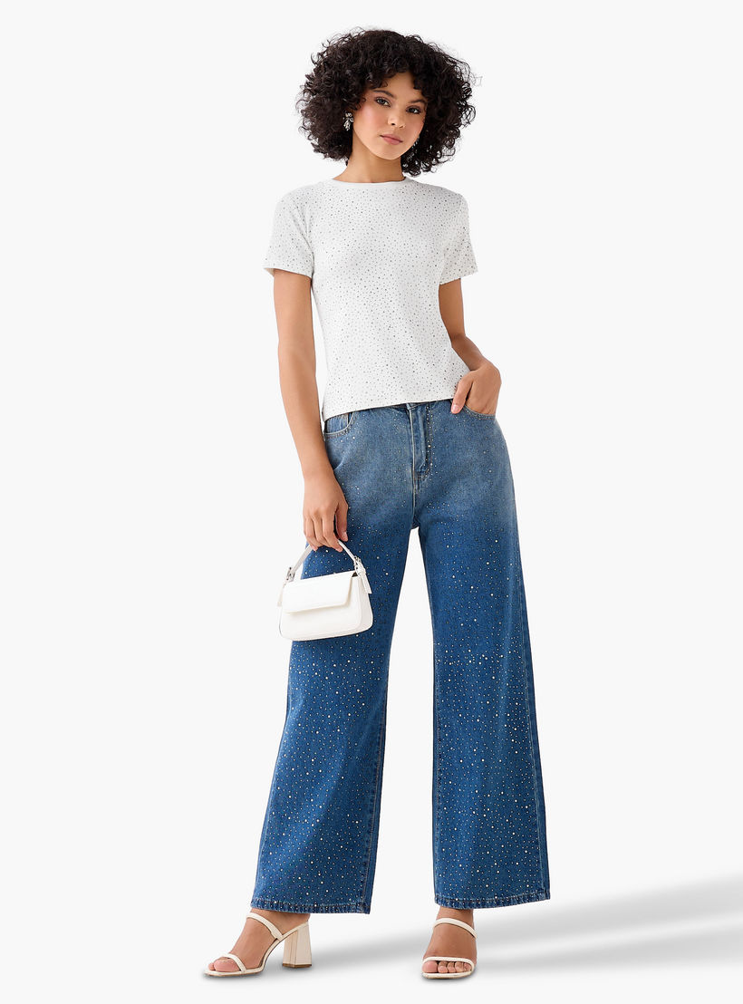 تيشيرت بقصة عادية وزينة من تو إكستريمز-women-clothing-tshirts-image-3