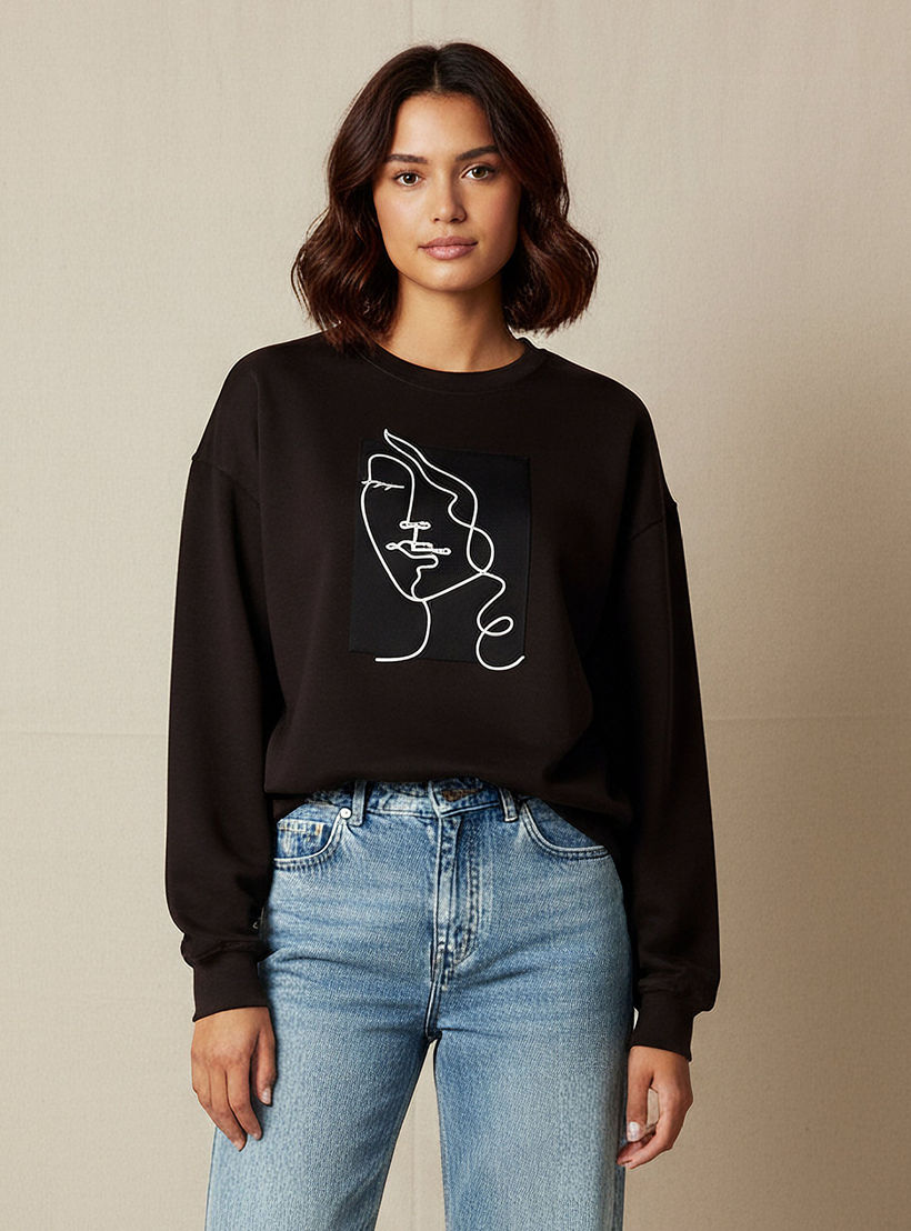 سويت شيرت مزخرف بقصّة عادية من تو إكستريمز-women-winterwear-hoodiesandsweatshirts-sweatshirts-image-4