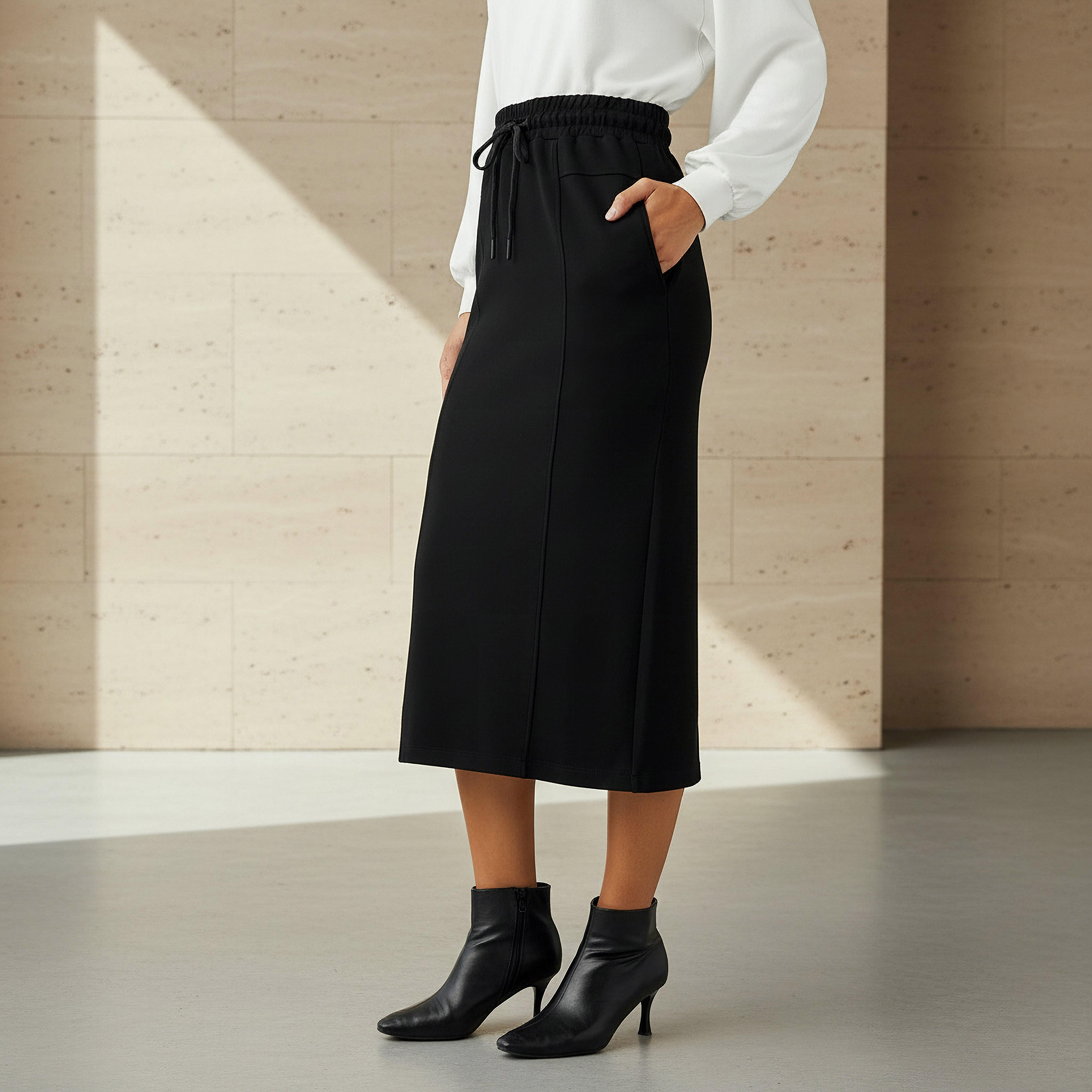 تنورة ميدي واسعة بتفاصيل فتحة من تو إكستريمز-women-clothing-bottoms-skirts-image-1