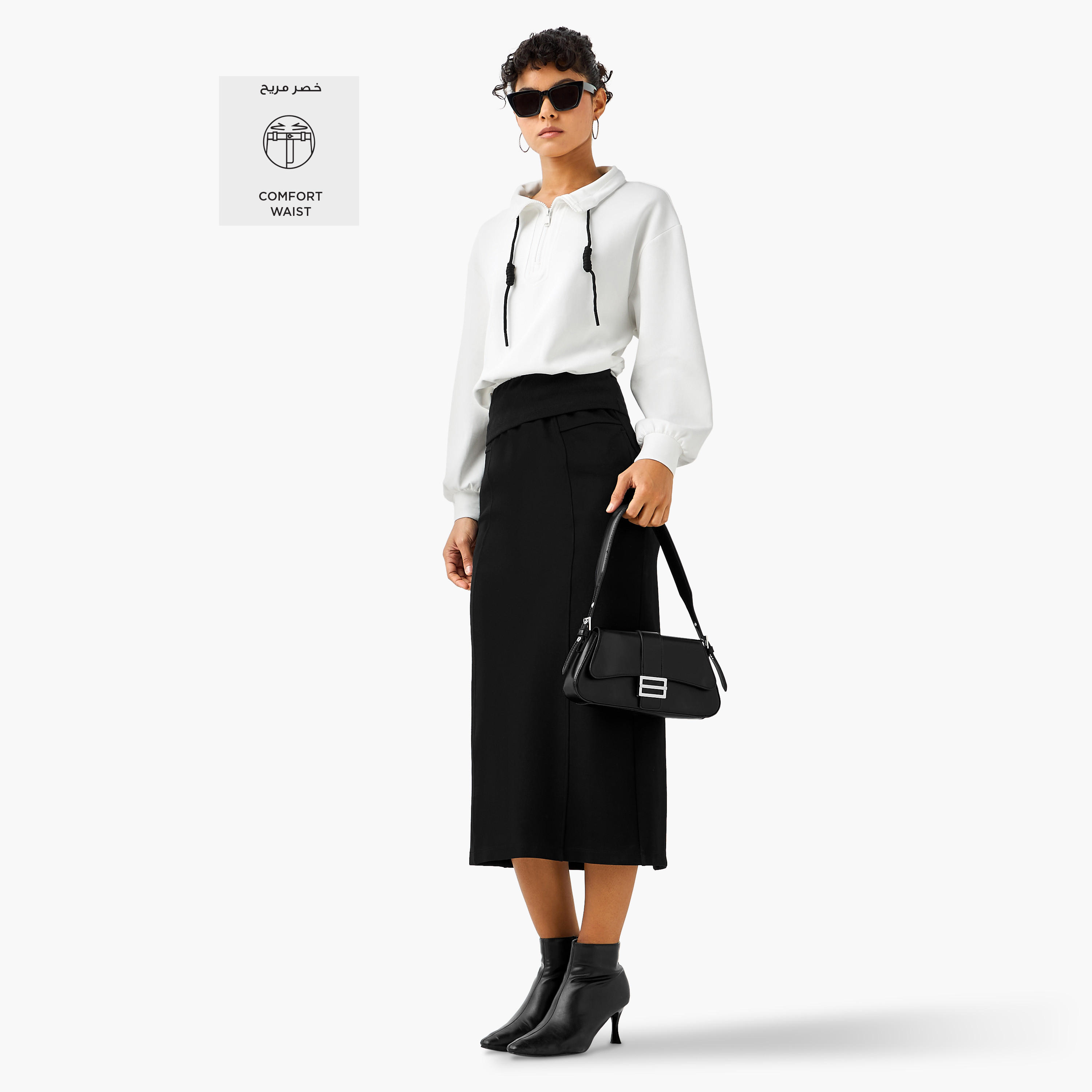 تنورة ميدي واسعة بتفاصيل فتحة من تو إكستريمز-women-clothing-bottoms-skirts-image-2