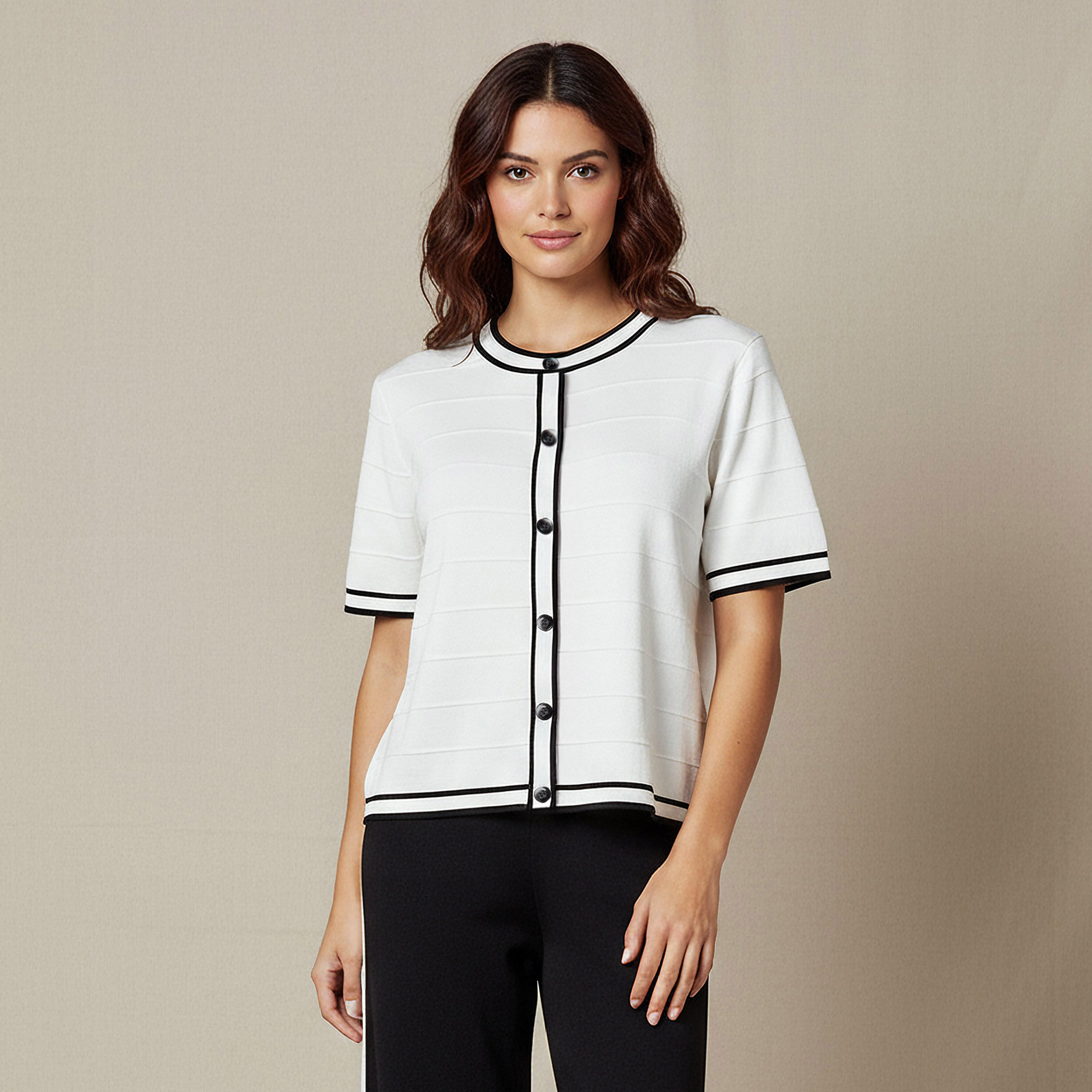 بلوزة بقصّة عادية ودرزات متباينة من تو إكستريمز-women-clothing-coordsets-image-1