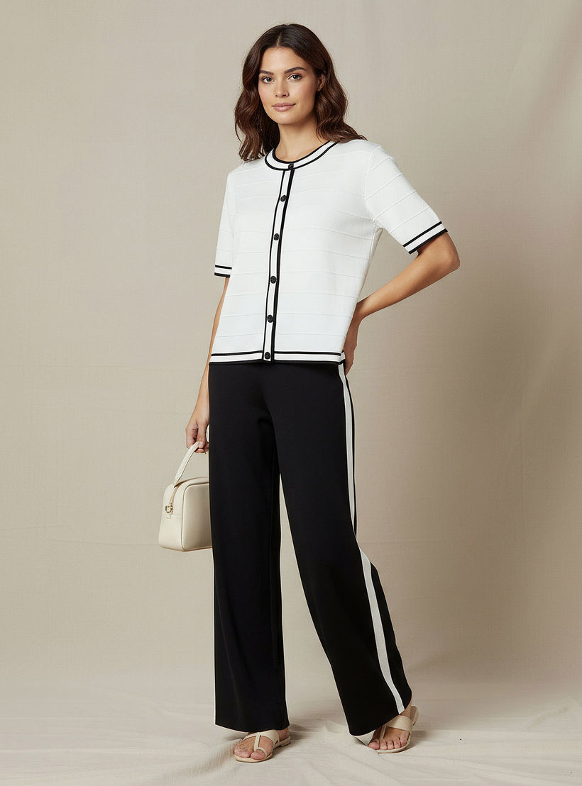 بلوزة بقصّة عادية ودرزات متباينة من تو إكستريمز-women-clothing-coordsets-image-2