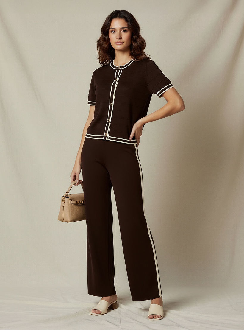 بلوزة بقصّة عادية ودرزات متباينة من تو إكستريمز-women-clothing-coordsets-image-2