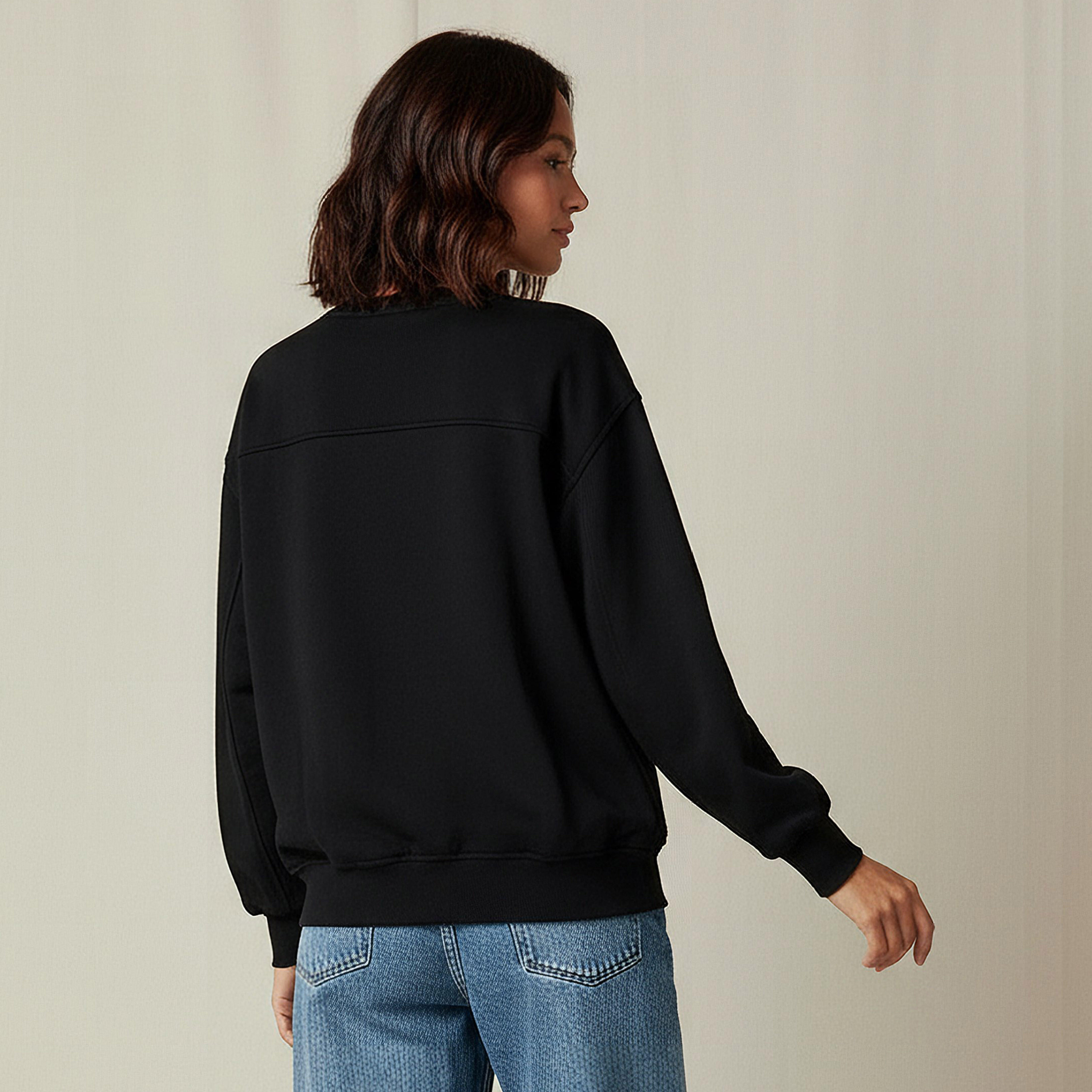 سويت شيرت بقصة عادية وتطريز من تو إكستريمز-women-winterwear-hoodiesandsweatshirts-sweatshirts-image-3