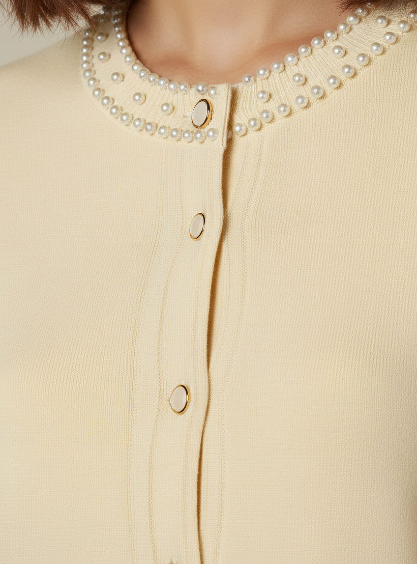 كارديجان بياقة مستديرة وتزيينات لؤلؤ من تو إكستريمز-women-winterwear-cardigansandjumpers-cardigans-image-4