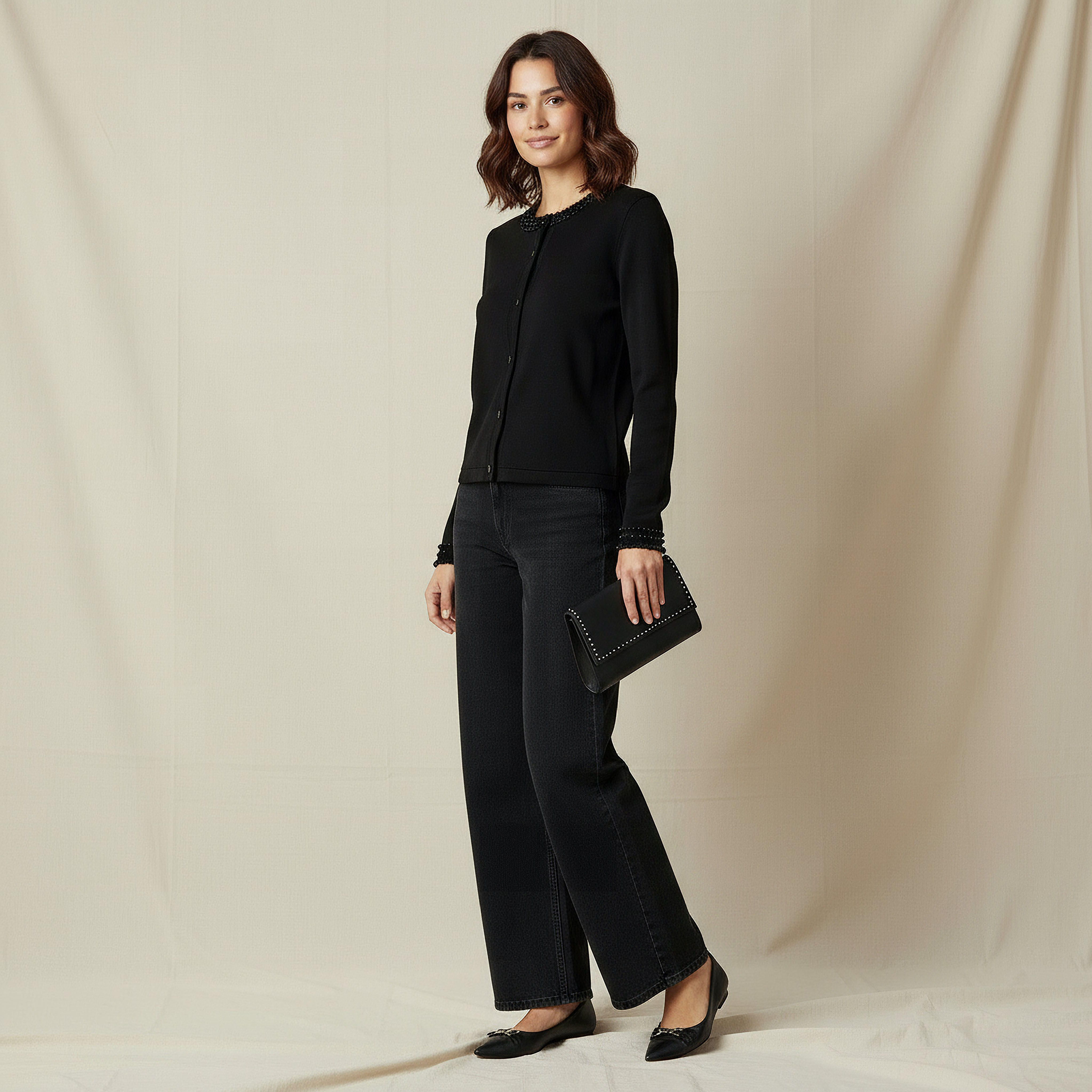 2Xtremz Pearl Embellished Round Neck Cardigan-women-winterwear-cardigansandjumpers-cardigans-image-2