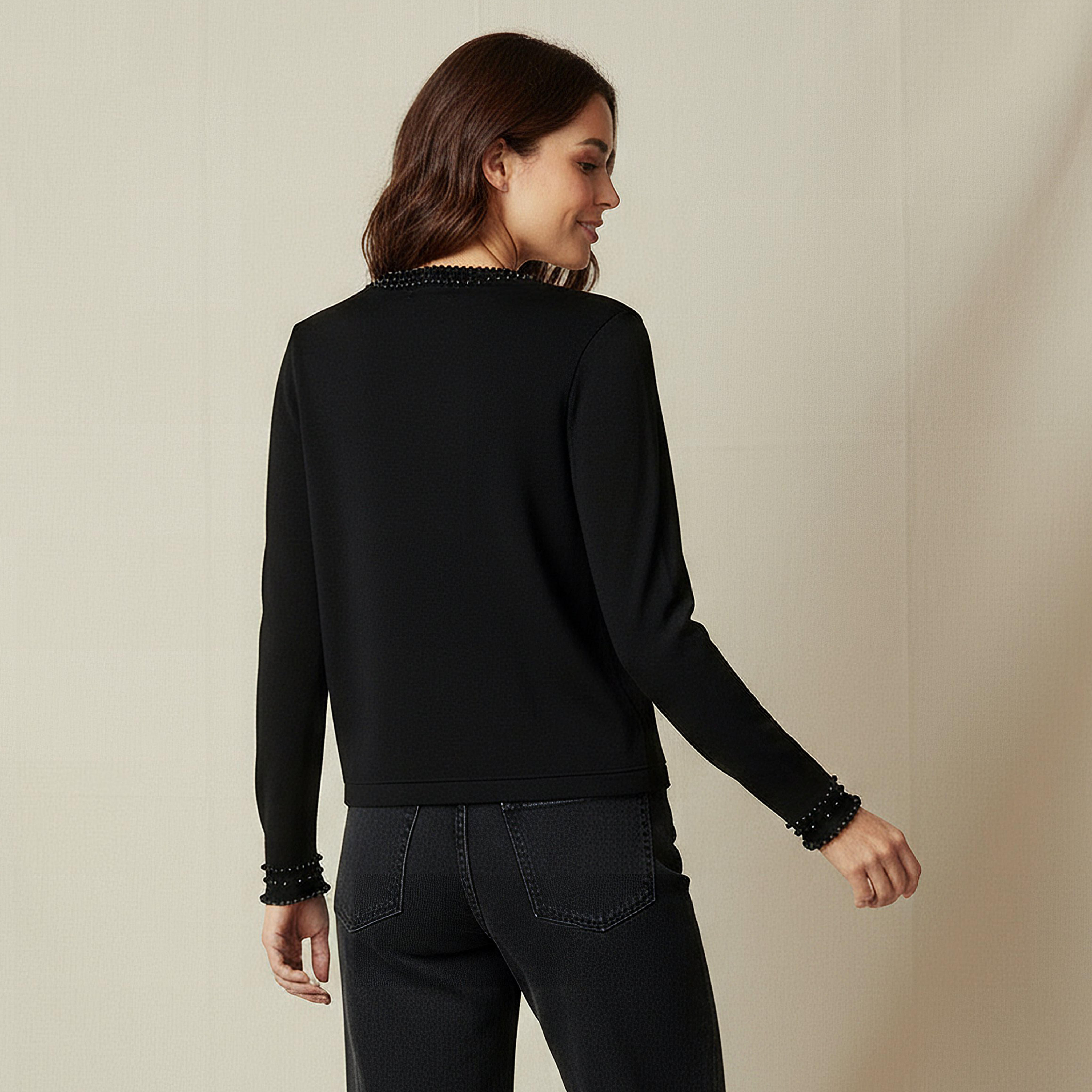 2Xtremz Pearl Embellished Round Neck Cardigan-women-winterwear-cardigansandjumpers-cardigans-image-3