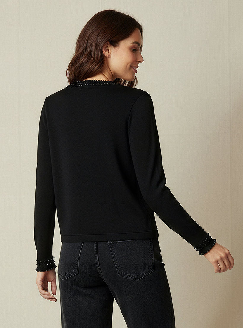 2Xtremz Pearl Embellished Round Neck Cardigan-women-winterwear-cardigansandjumpers-cardigans-image-3