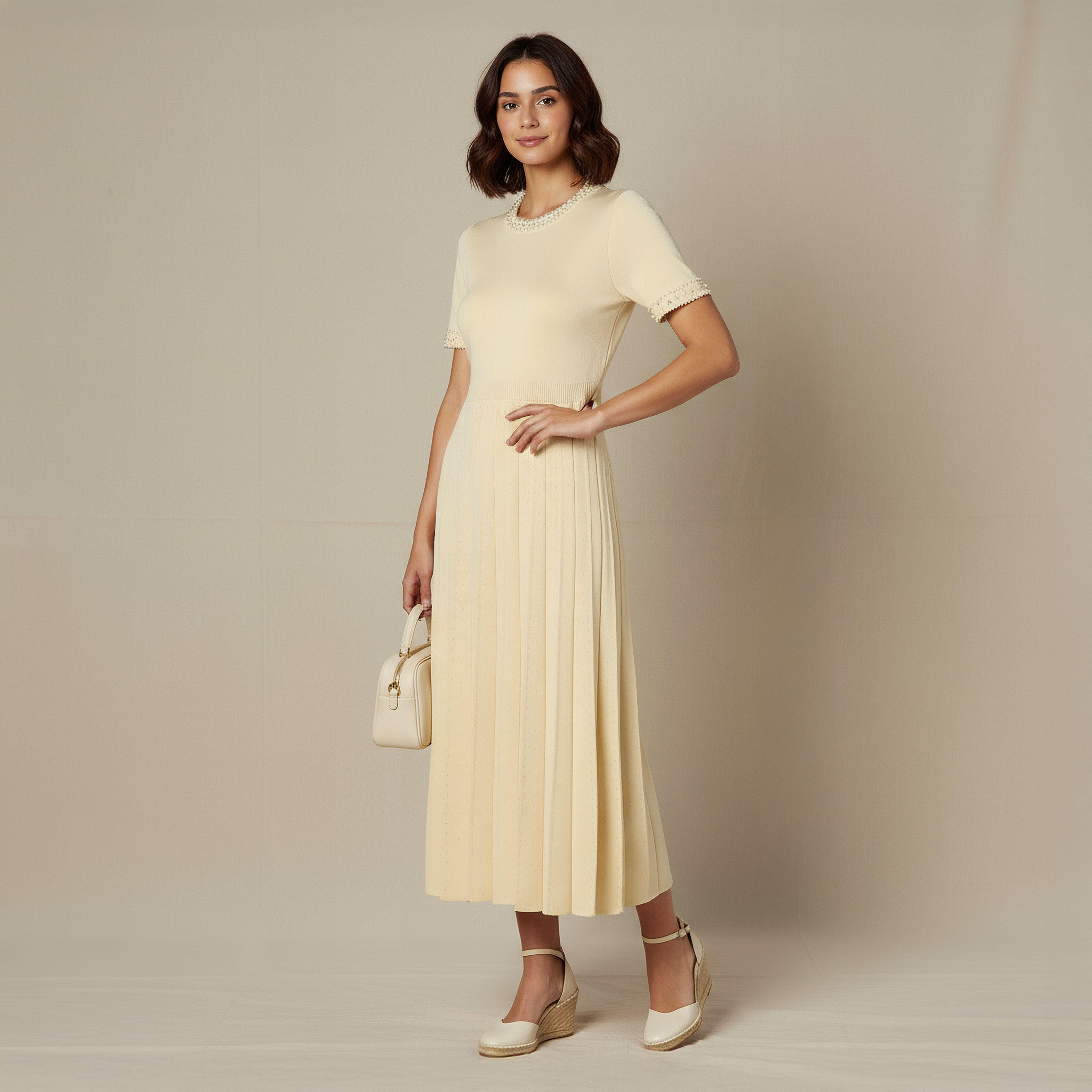 2Xtremz Pleated Midi Dress with Pearl Embellishment-women-clothing-dresses-image-2