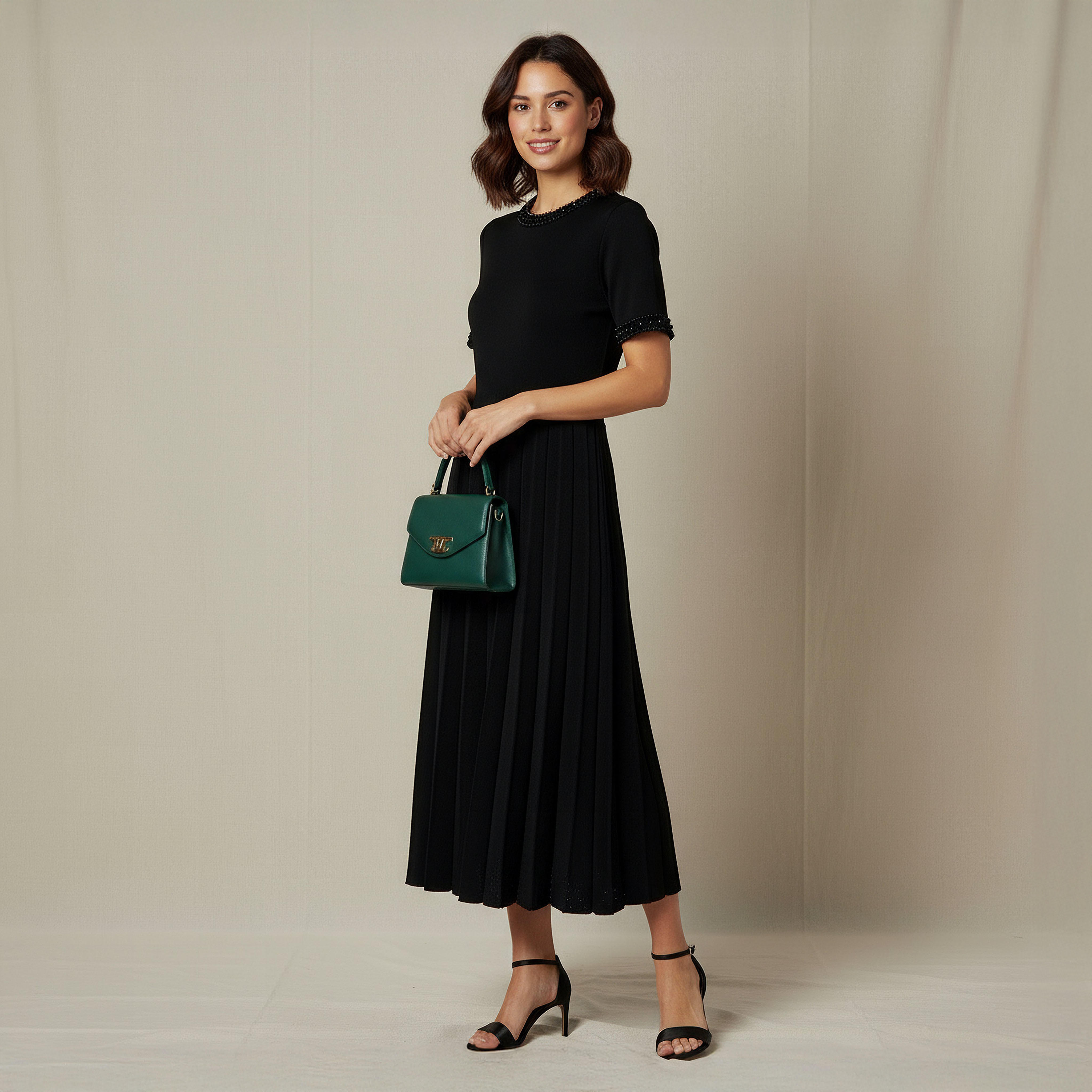 2Xtremz Pleated Midi Dress with Pearl Embellishment-women-clothing-dresses-image-2