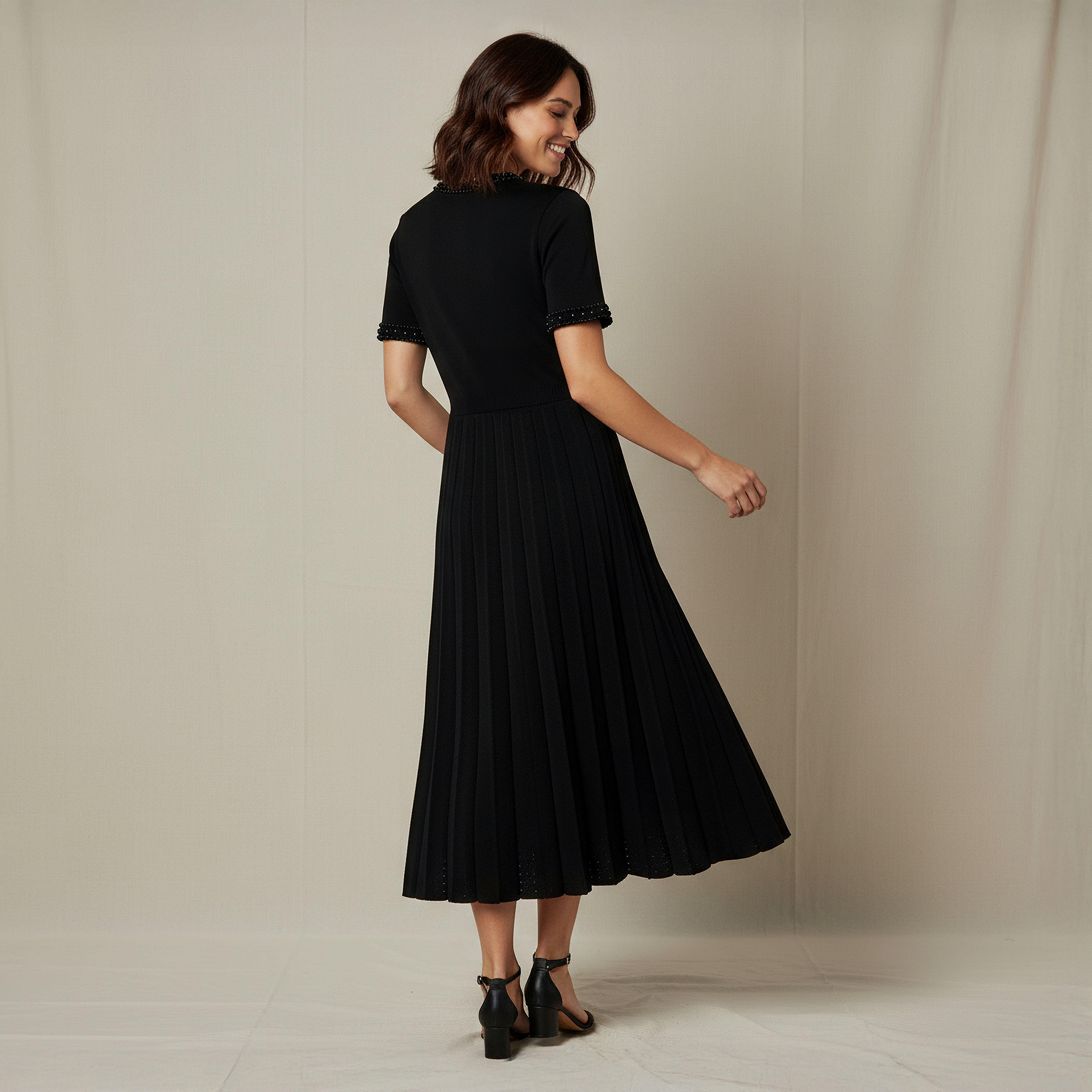 2Xtremz Pleated Midi Dress with Pearl Embellishment-women-clothing-dresses-image-3