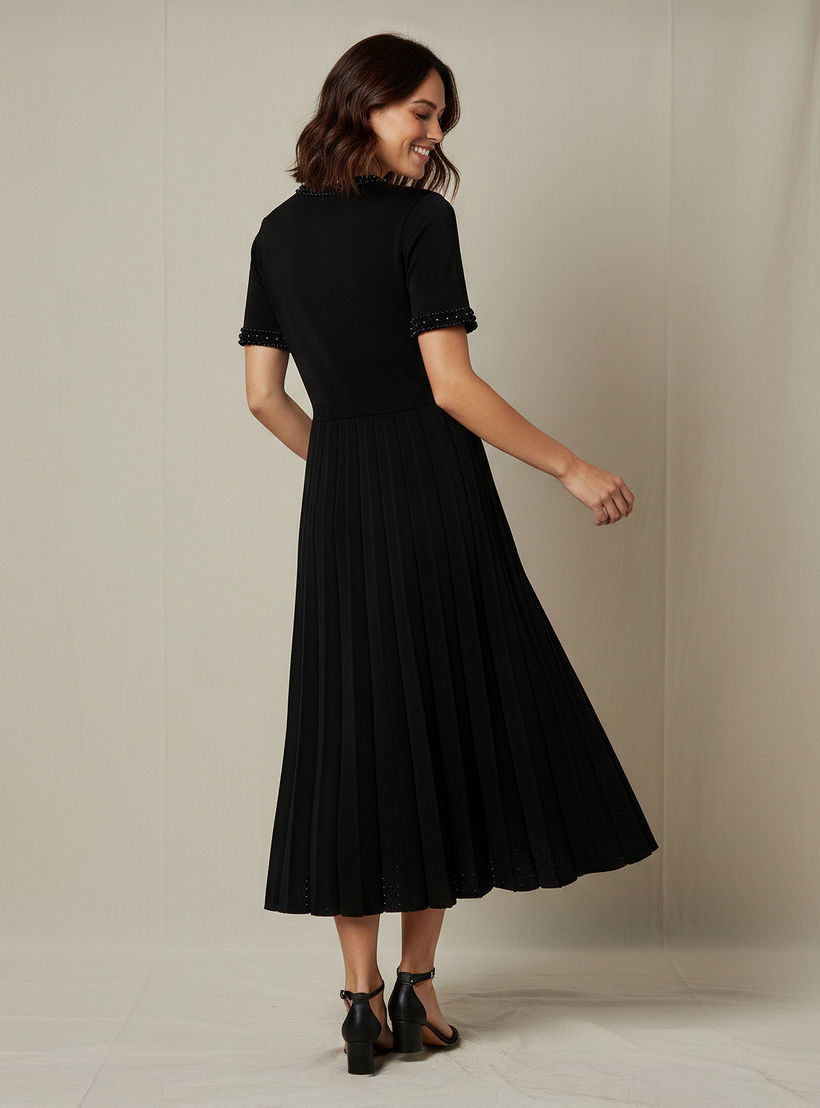2Xtremz Pleated Midi Dress with Pearl Embellishment-women-clothing-dresses-image-3