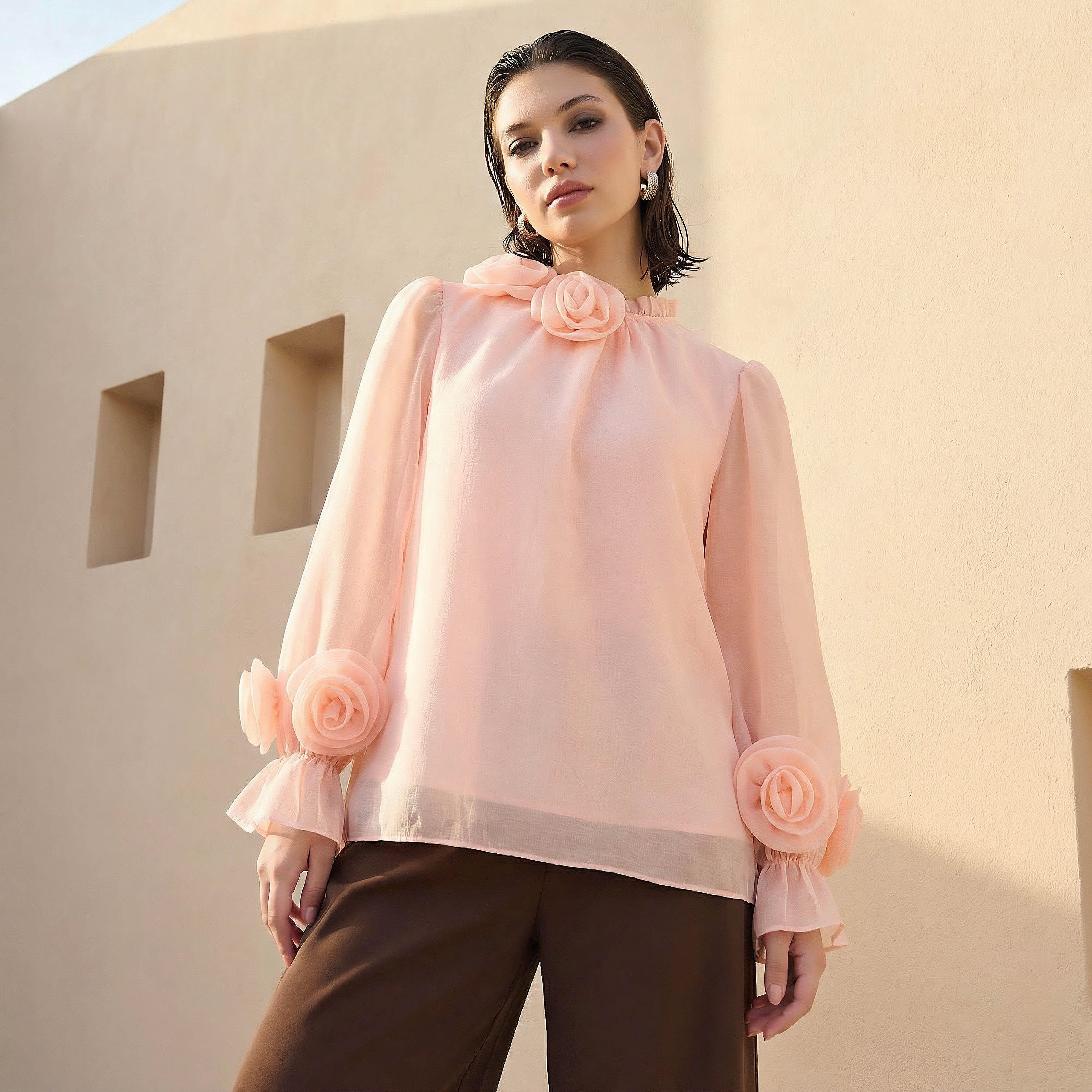 بلوزة شيفون بكشكش من تو إكستريمز-women-clothing-shirtsandblouses-blouses-image-6