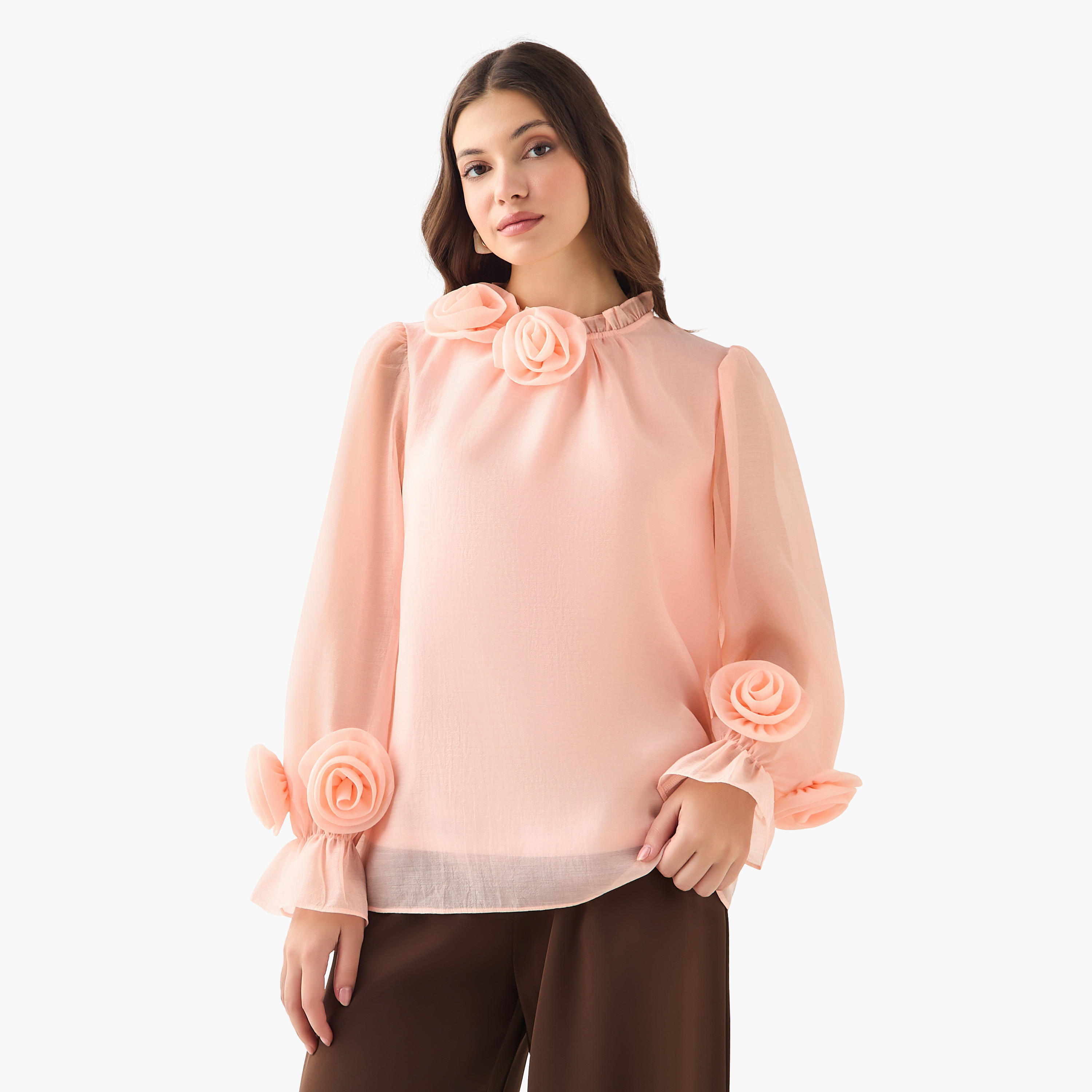 بلوزة شيفون بكشكش من تو إكستريمز-women-clothing-shirtsandblouses-blouses-image-5