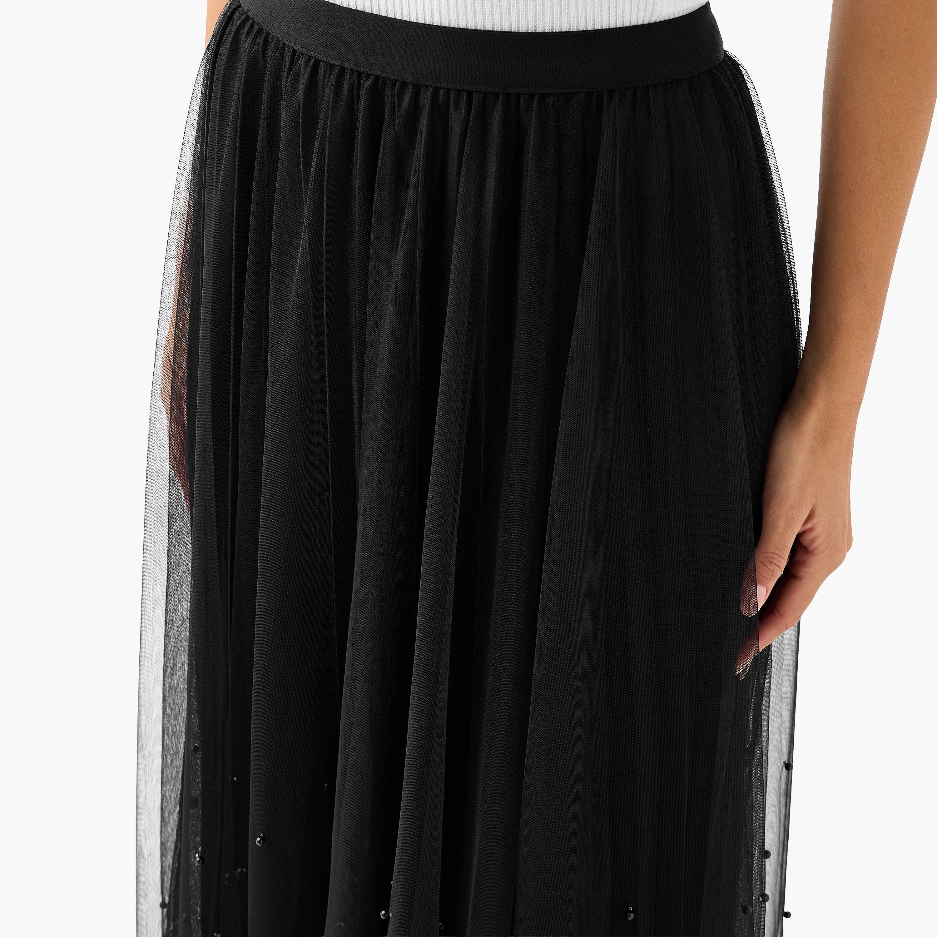 تنورة ماكسي مزينة بخصر مطاطي من تو إكستريمز-women-clothing-bottoms-skirts-image-5