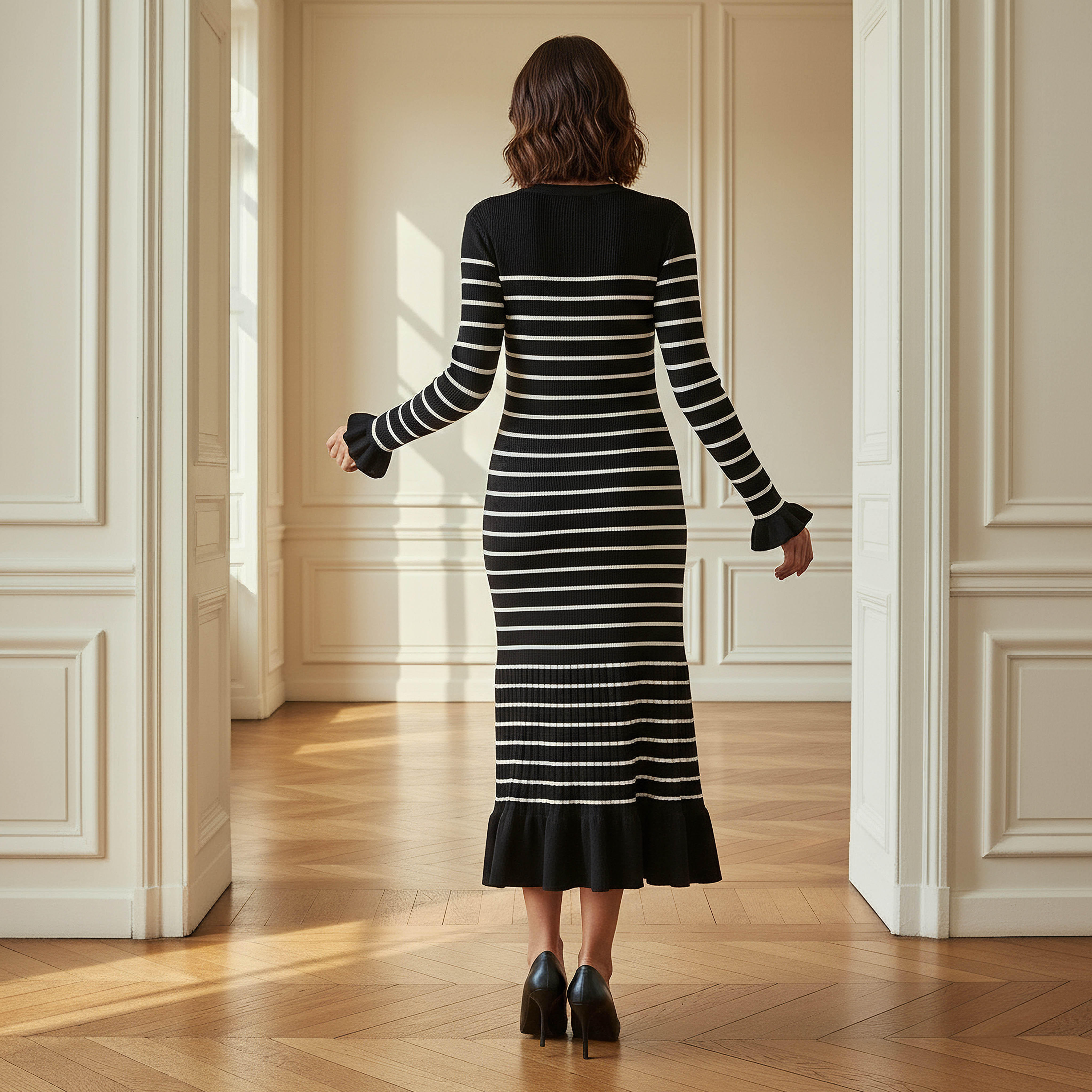 فستان ميدي بياقة V من تو إكستريمز-women-clothing-dresses-image-2