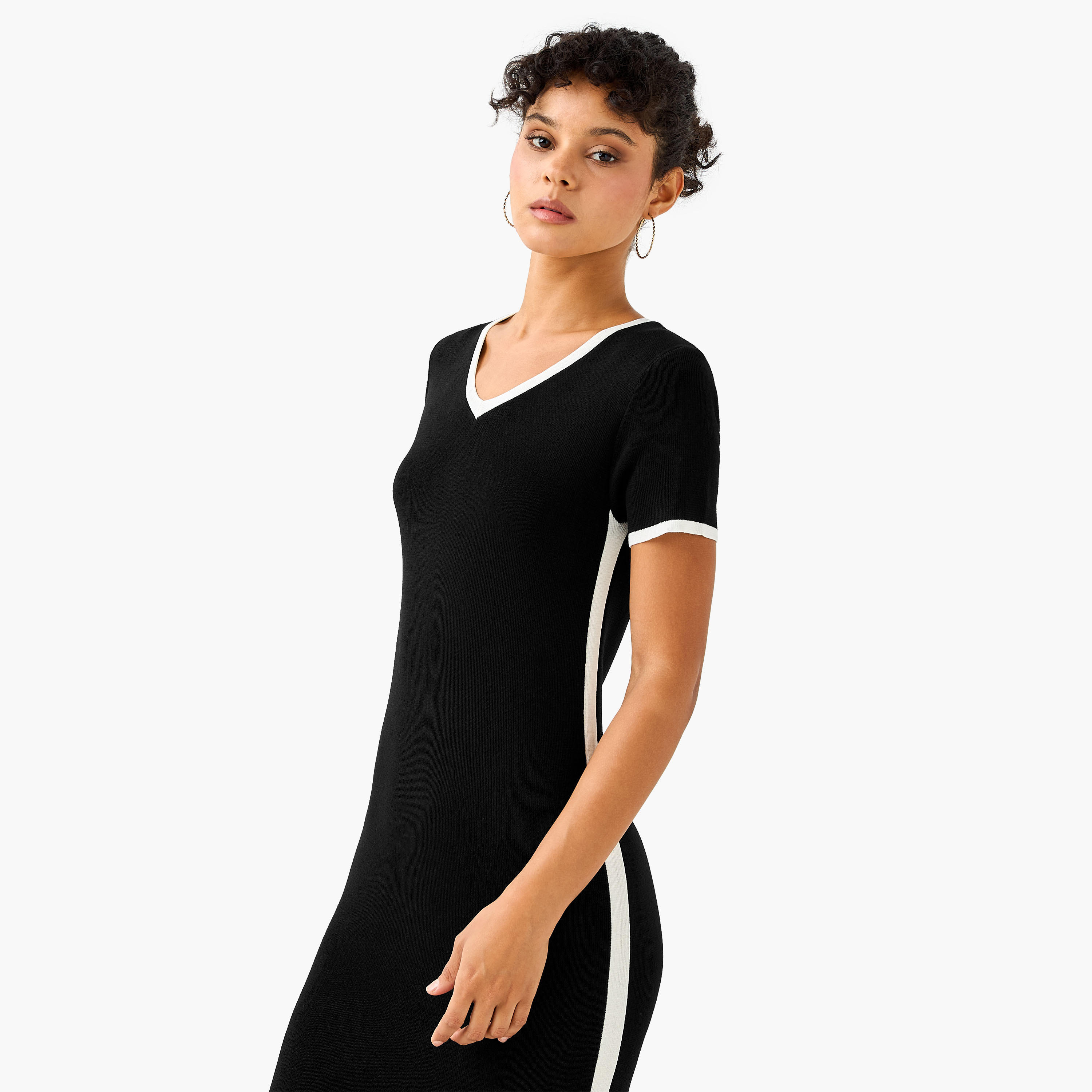 فستان ميدي ضيق بحافة متباينة من تو إكستريمز-women-clothing-dresses-image-5