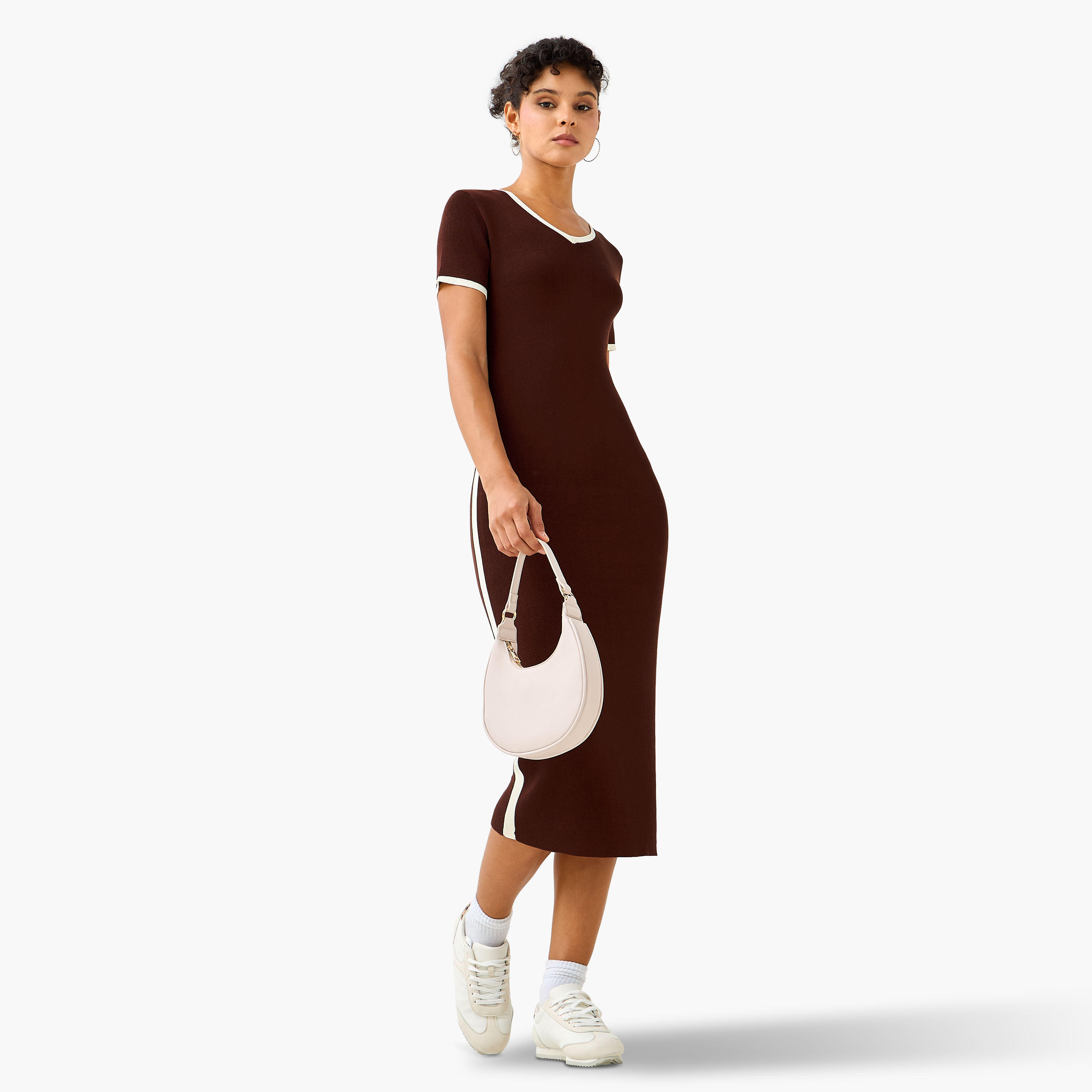 فستان ميدي ضيق بحافة متباينة من تو إكستريمز-women-clothing-dresses-image-2