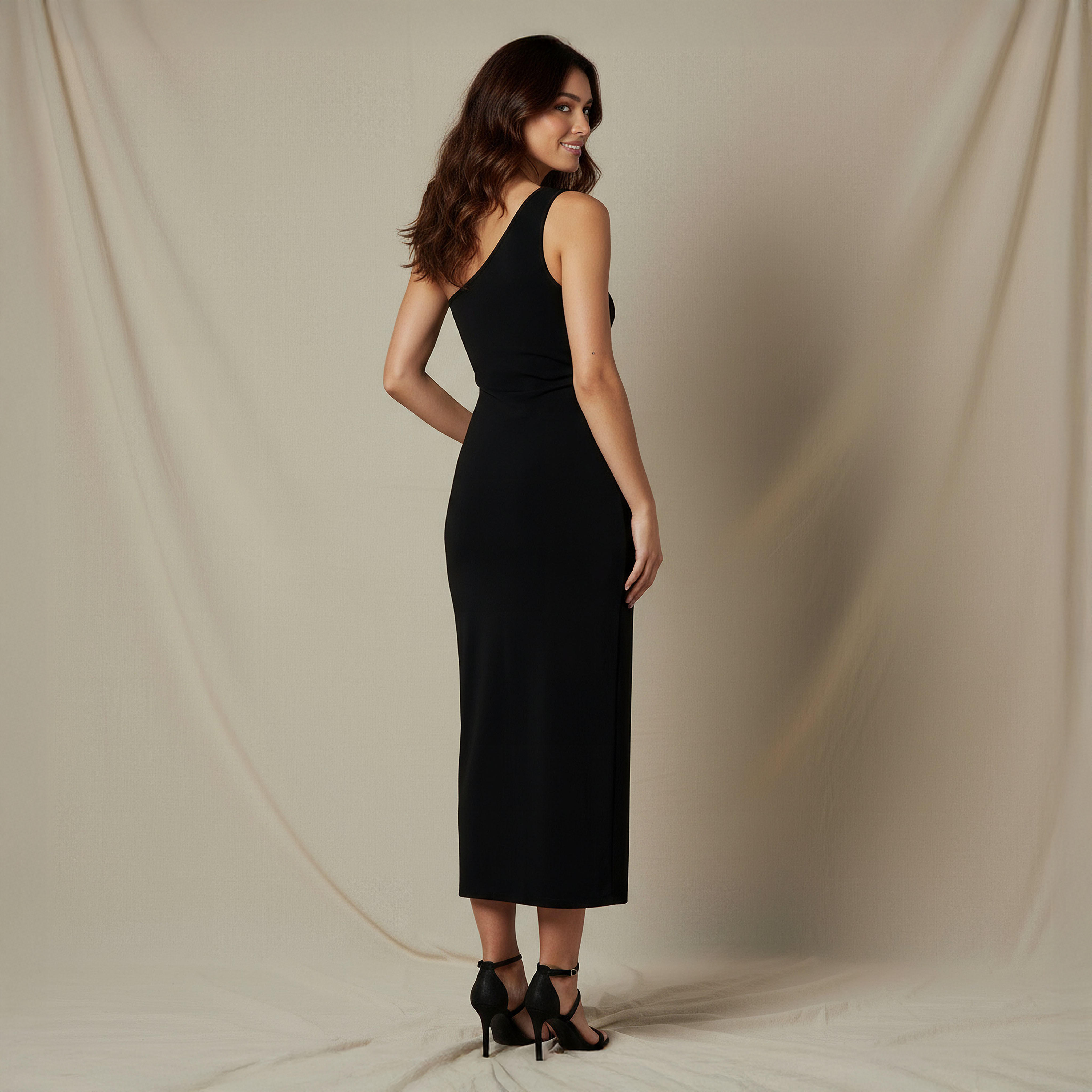 فستان بوديكون ميدي كتف واحد مع تفاصيل كبسون من تو إكستريمز-women-clothing-dresses-image-3