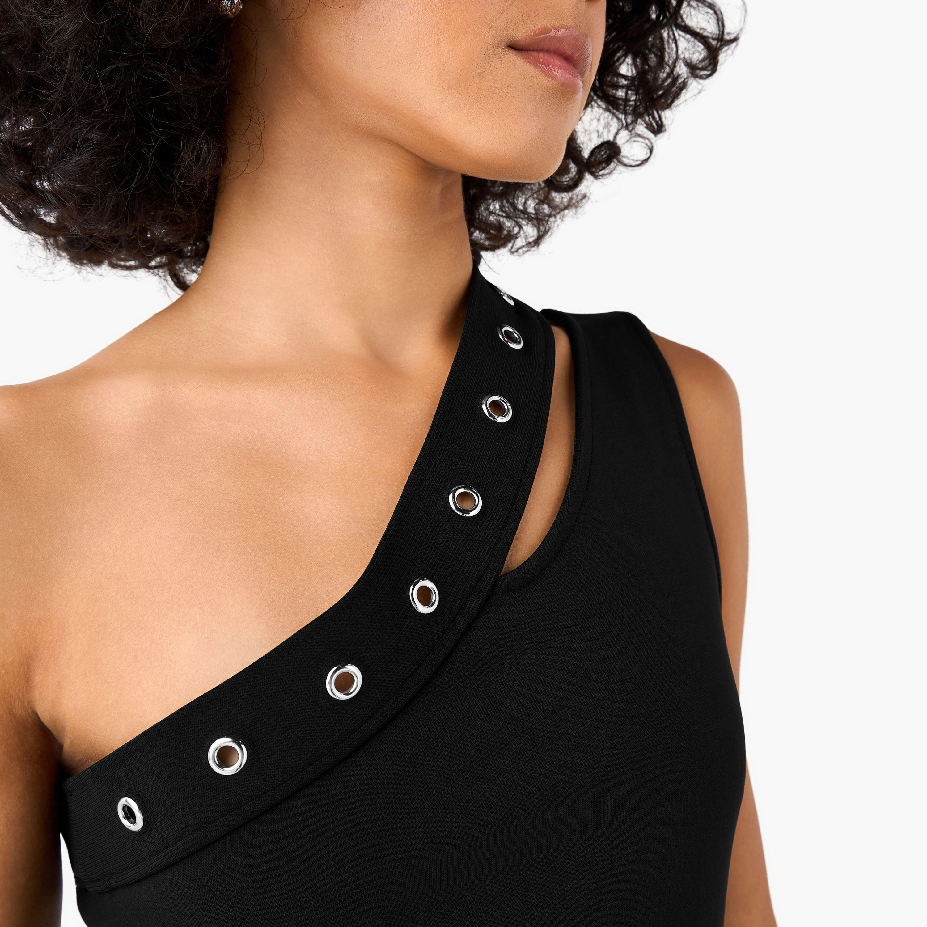 فستان بوديكون ميدي كتف واحد مع تفاصيل كبسون من تو إكستريمز-women-clothing-dresses-image-5