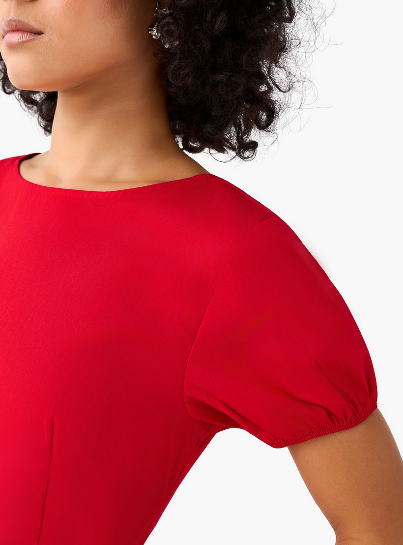 فستان ميدي قطن إيه لاين بأكمام منفوخة من تو إكستريمز-women-clothing-dresses-image-5