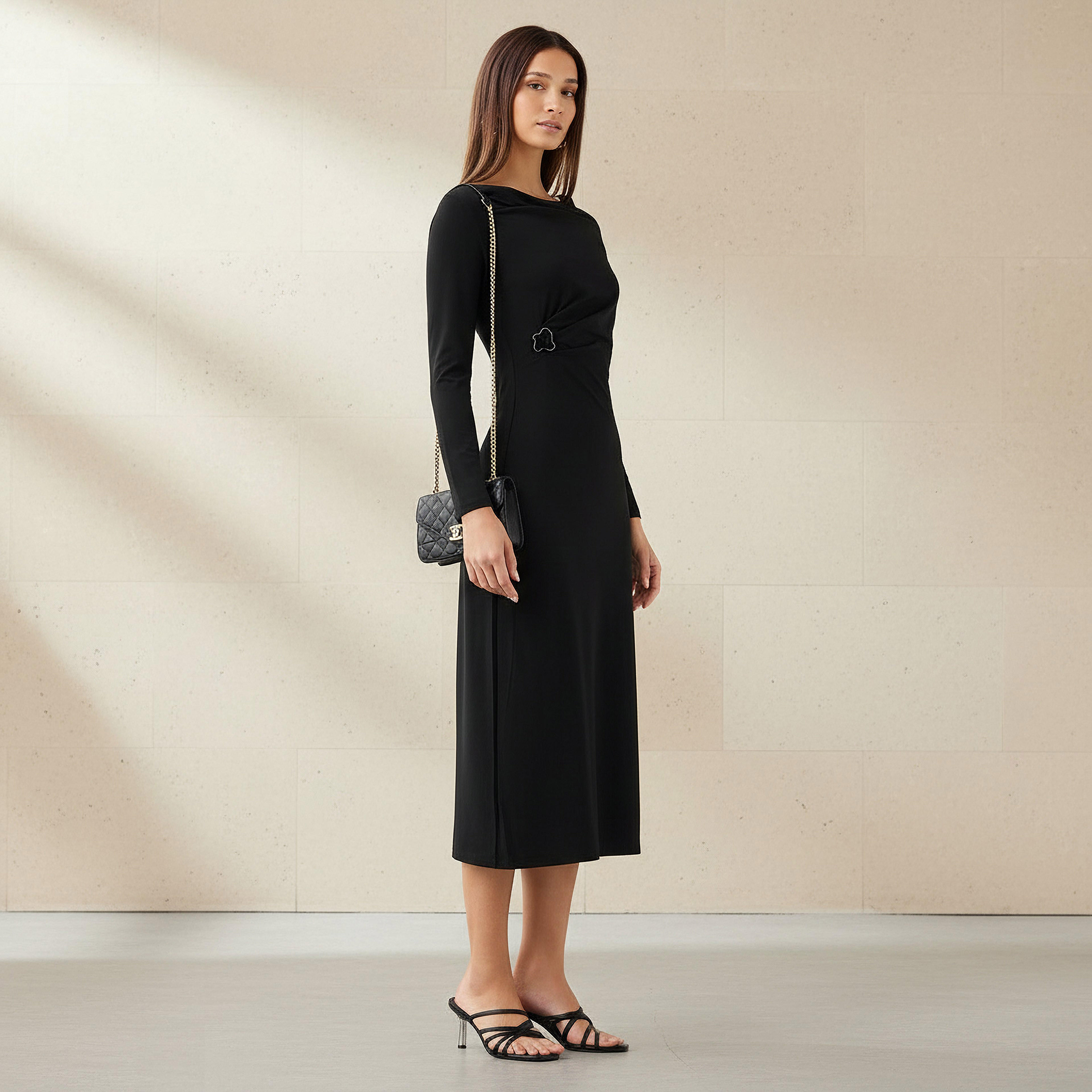 2Xtremz Midi A-line Dress with Cowl Neck-women-clothing-dresses-image-1