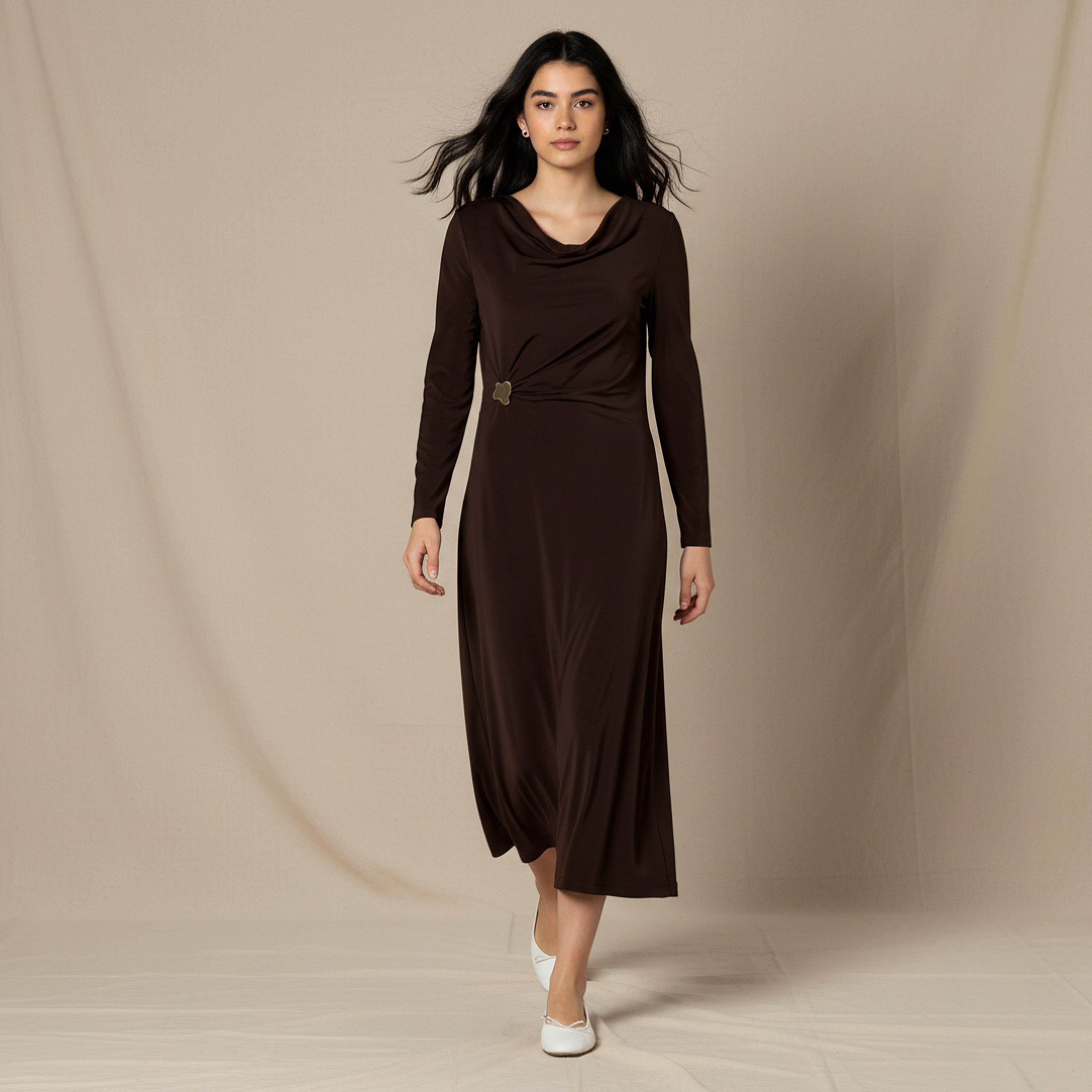 2Xtremz Midi A-line Dress with Cowl Neck-women-clothing-dresses-image-1