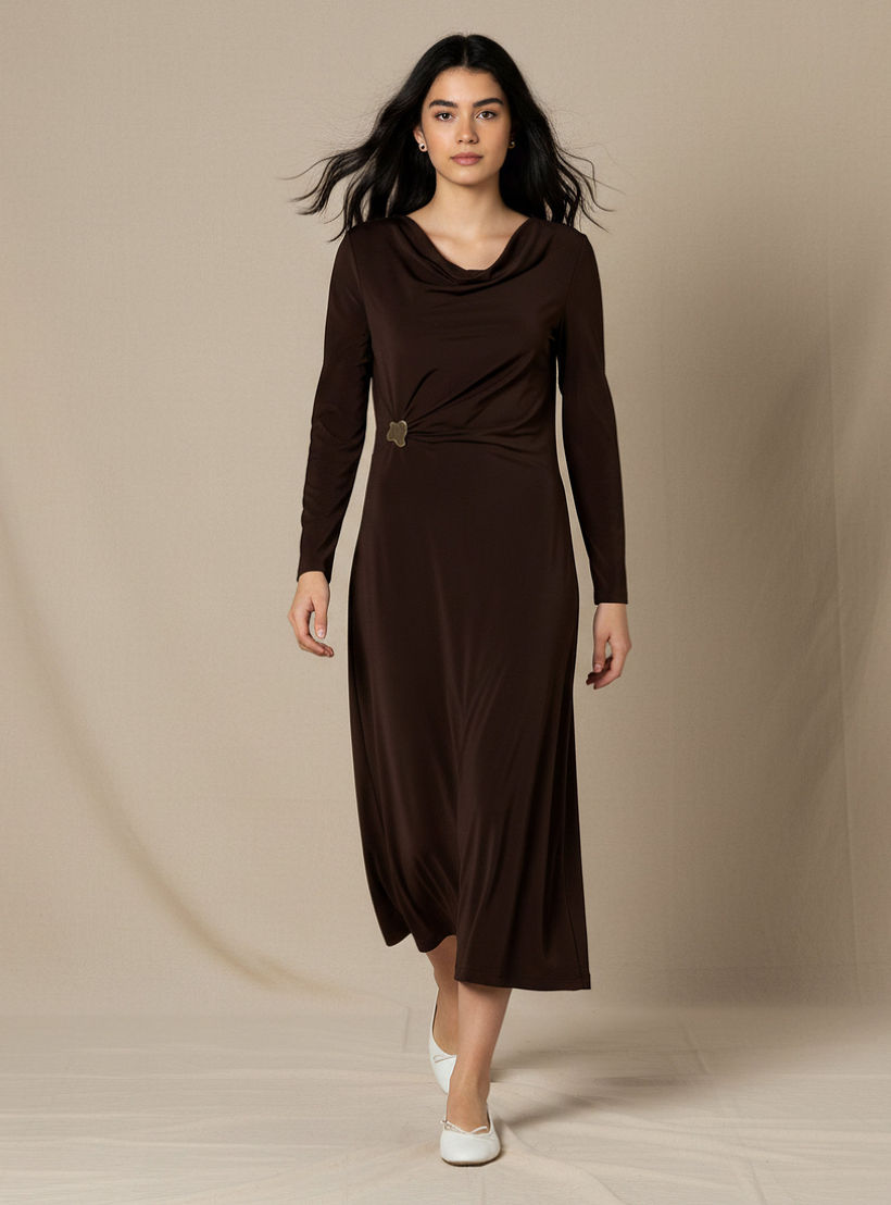2Xtremz Midi A-line Dress with Cowl Neck-women-clothing-dresses-image-1
