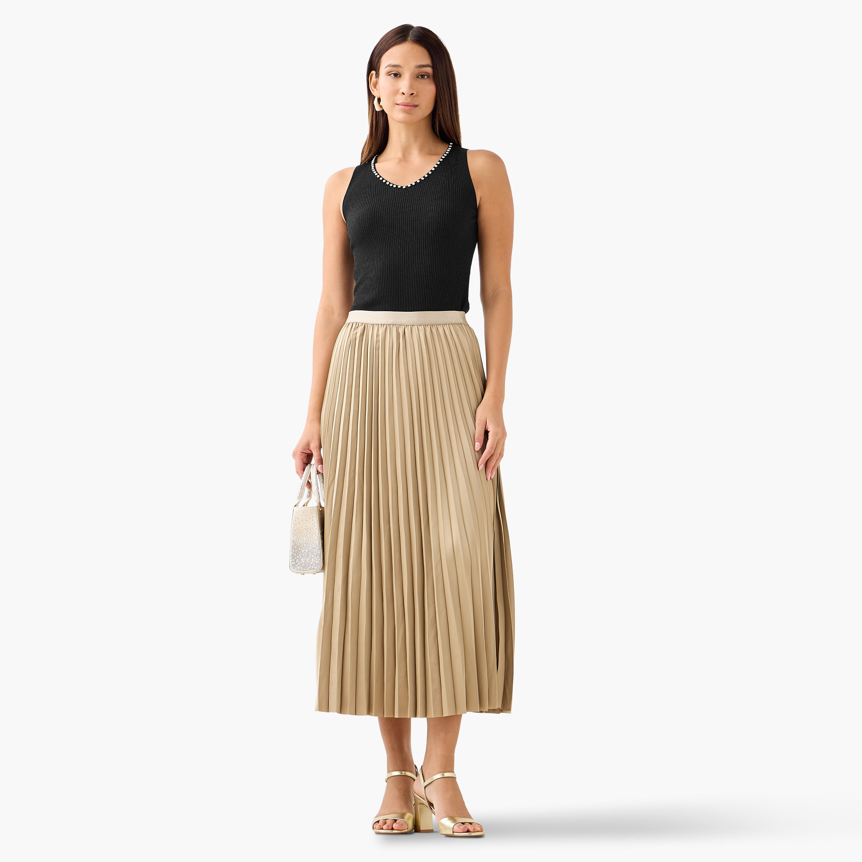 تنورة ماكسي بكسرات وخصر مطاطي من تو إكستريمز-women-clothing-bottoms-skirts-image-4
