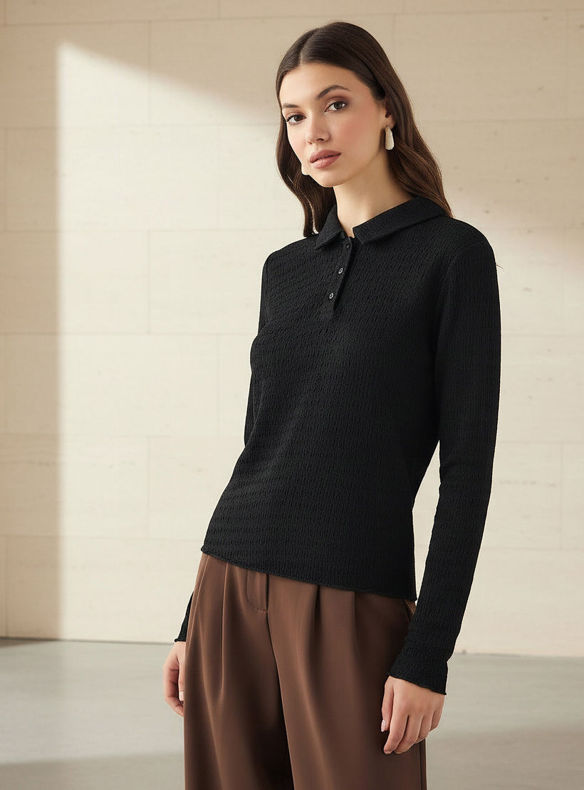 بلوزة بولو بملمس بارز من تو إكستريمز-women-clothing-tshirts-image-1
