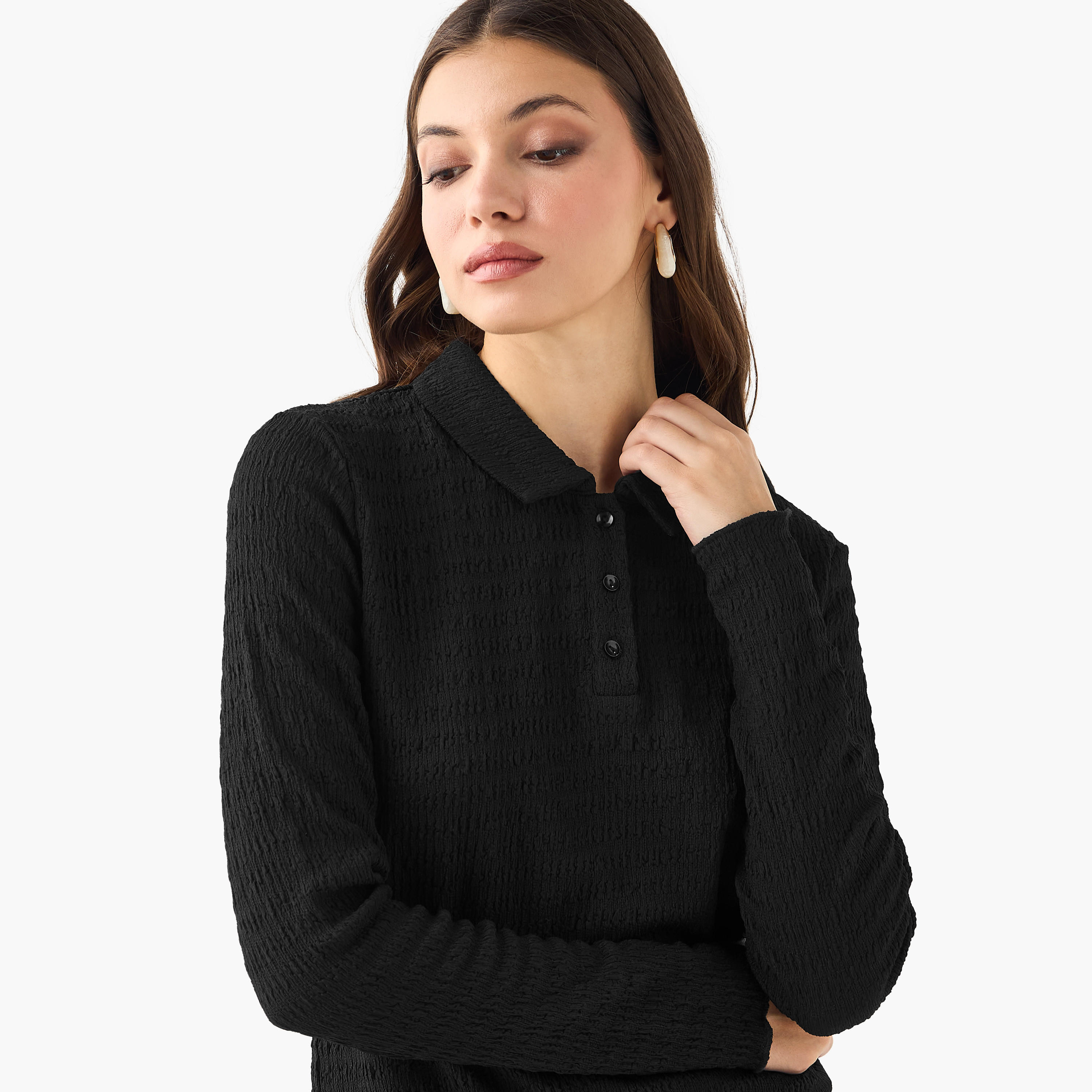 بلوزة بولو بملمس بارز من تو إكستريمز-women-clothing-tshirts-image-5