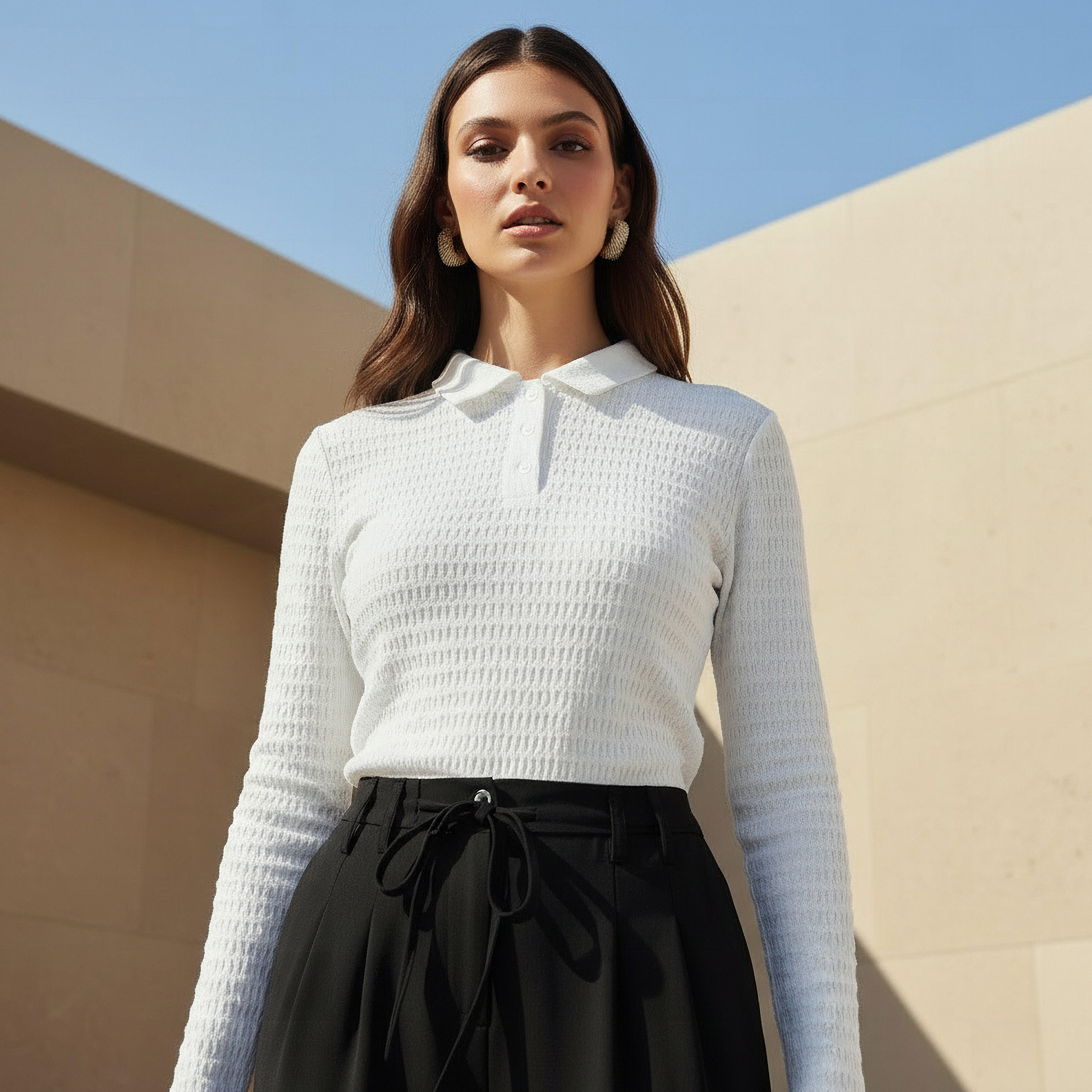 بلوزة بولو بملمس بارز من تو إكستريمز-women-clothing-tshirts-image-3