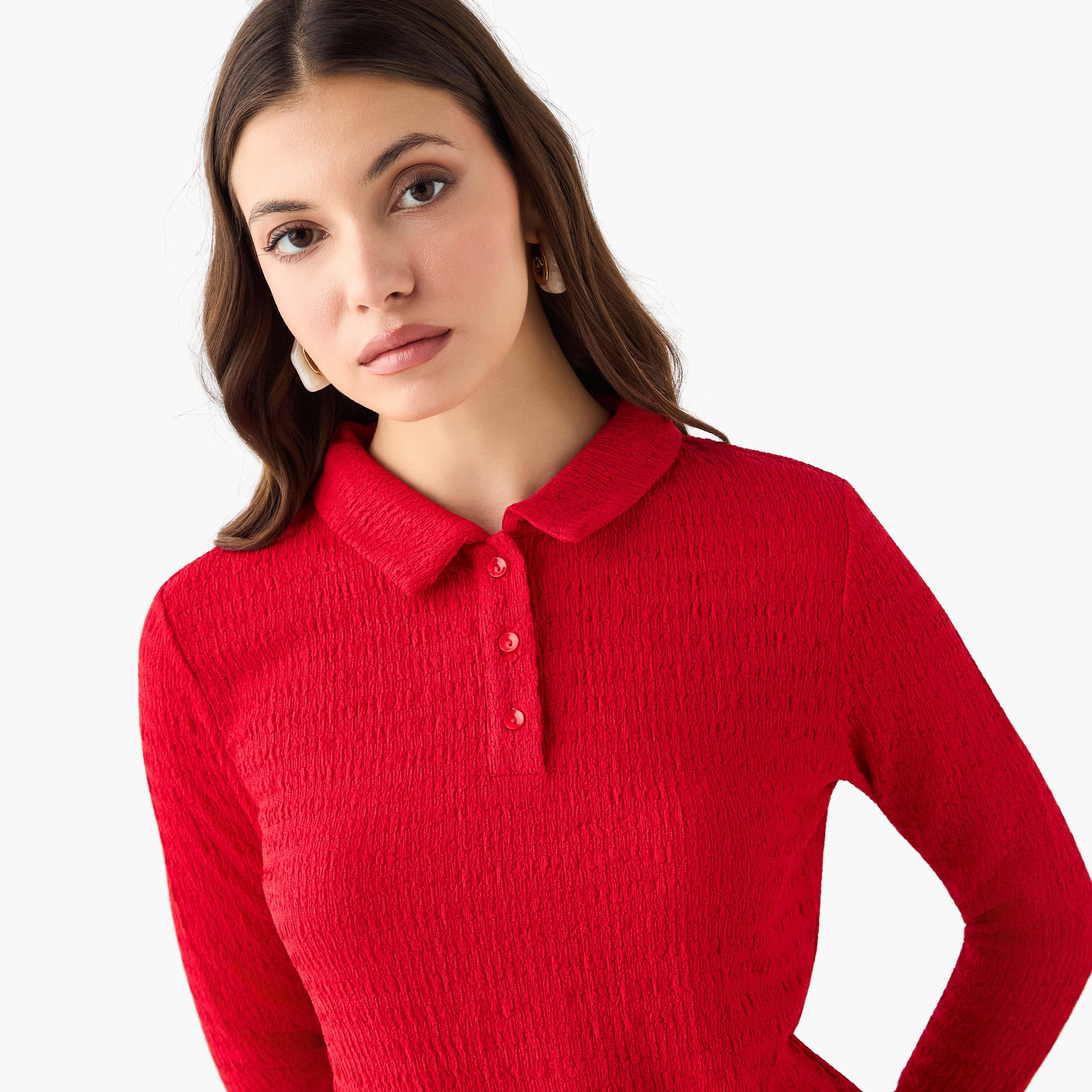 بلوزة بولو بملمس بارز من تو إكستريمز-women-clothing-tshirts-image-5