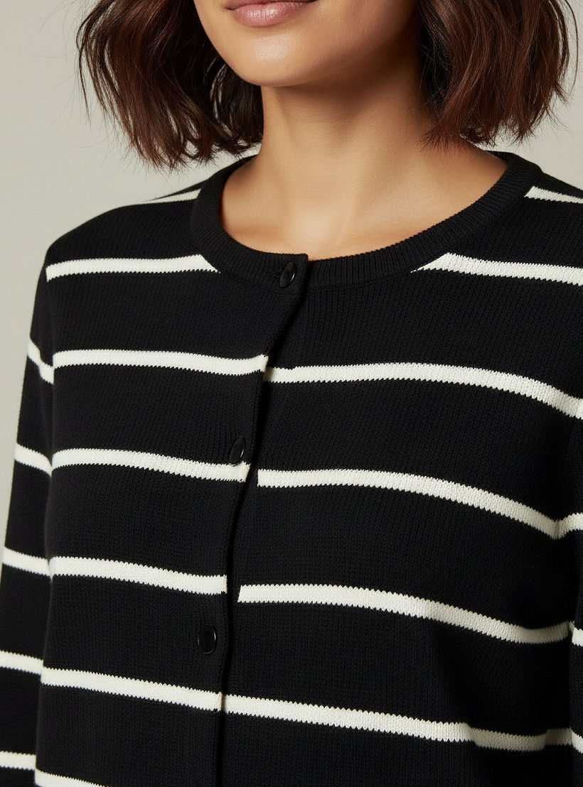 2Xtremz Striped Round Neck Cardigan-women-winterwear-cardigansandjumpers-cardigans-image-3
