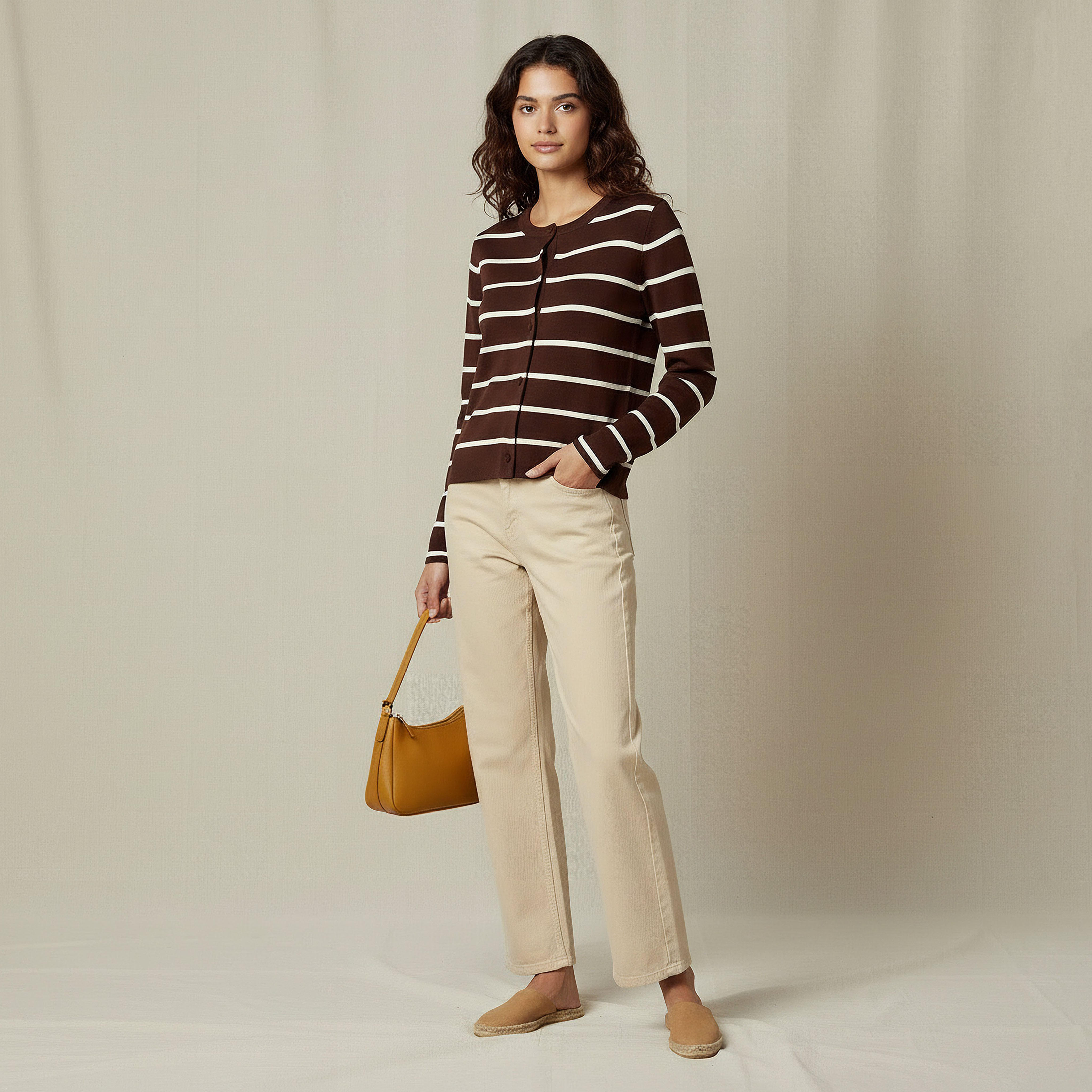كارديجان مقلم بياقة مستديرة من تو إكستريمز-women-winterwear-cardigansandjumpers-cardigans-image-3