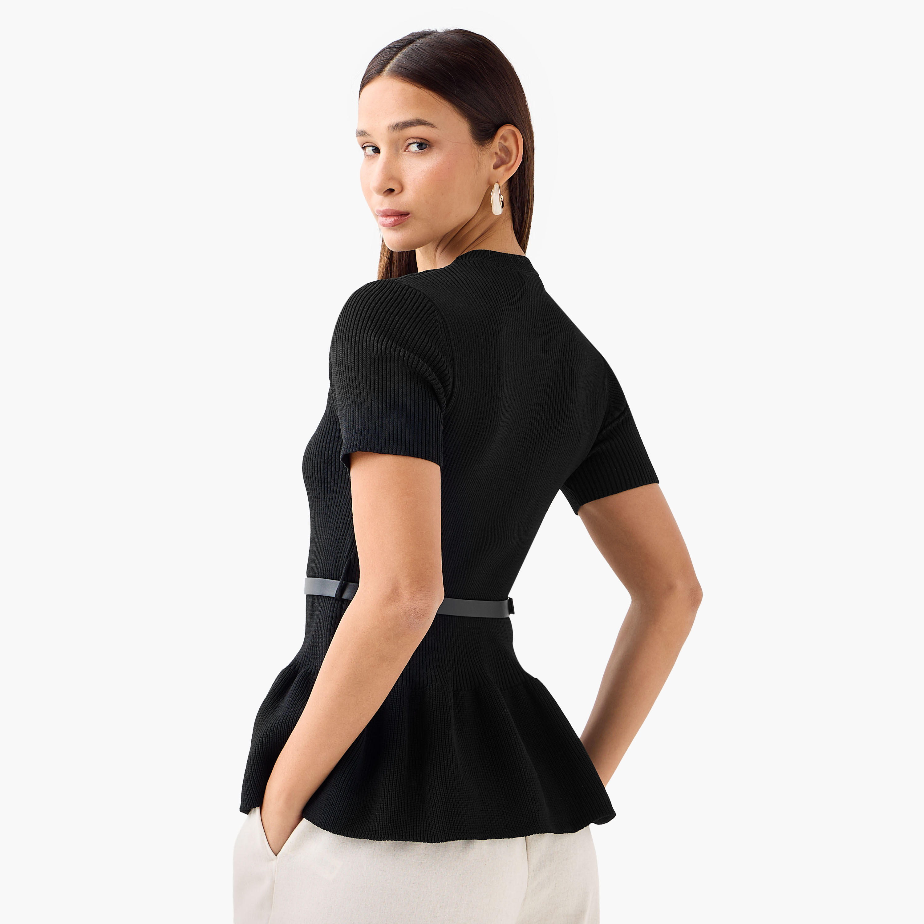 بلوزة بيبلوم بياقة ضيقة من تو إكستريمز-women-clothing-shirtsandblouses-blouses-image-3