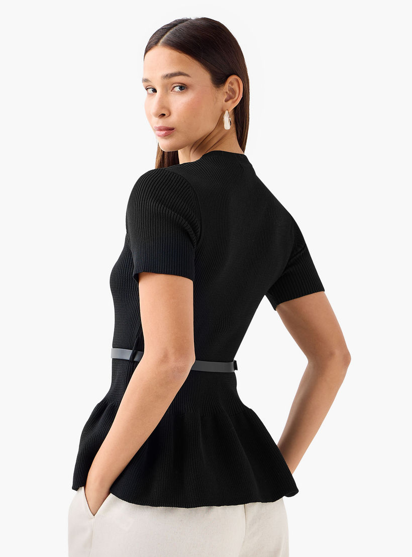 بلوزة بيبلوم بياقة ضيقة من تو إكستريمز-women-clothing-shirtsandblouses-blouses-image-3