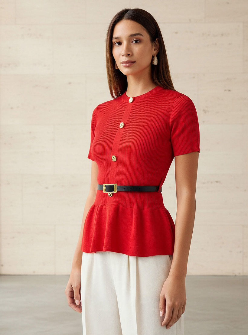 بلوزة بيبلوم بياقة ضيقة من تو إكستريمز-women-clothing-shirtsandblouses-blouses-image-5