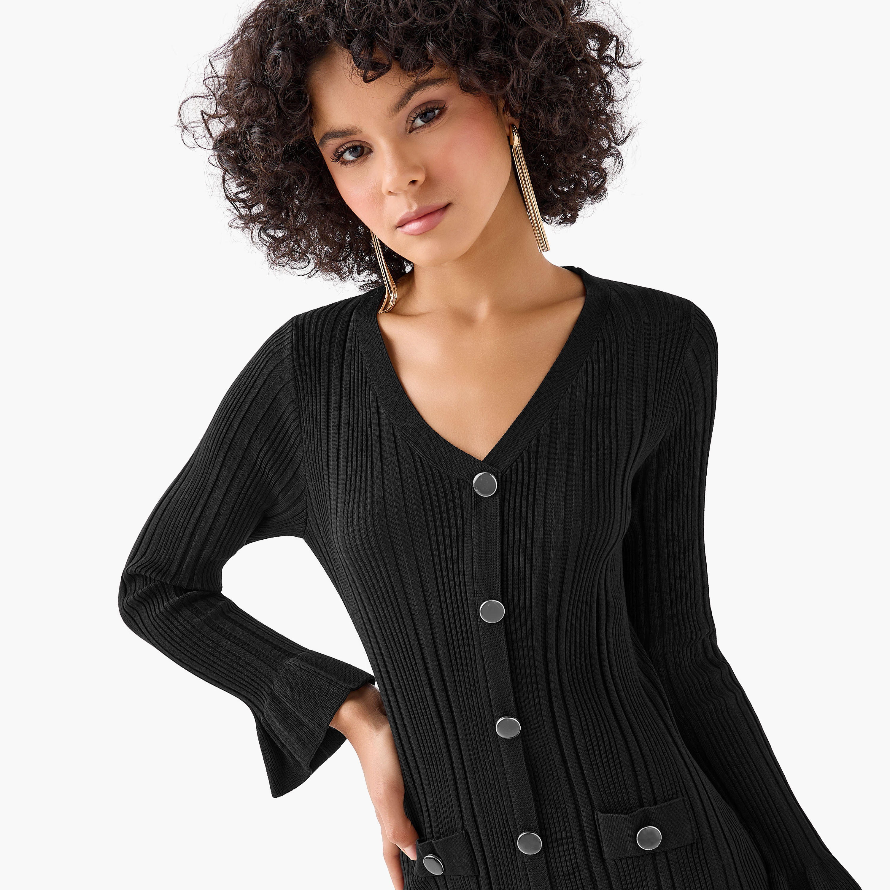 2Xtremz Bodycon Midi Dress with V-neck-women-clothing-dresses-image-5
