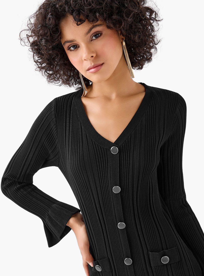 فستان ميدي بوديكون بياقة V من توإكستريمز-women-clothing-dresses-image-5